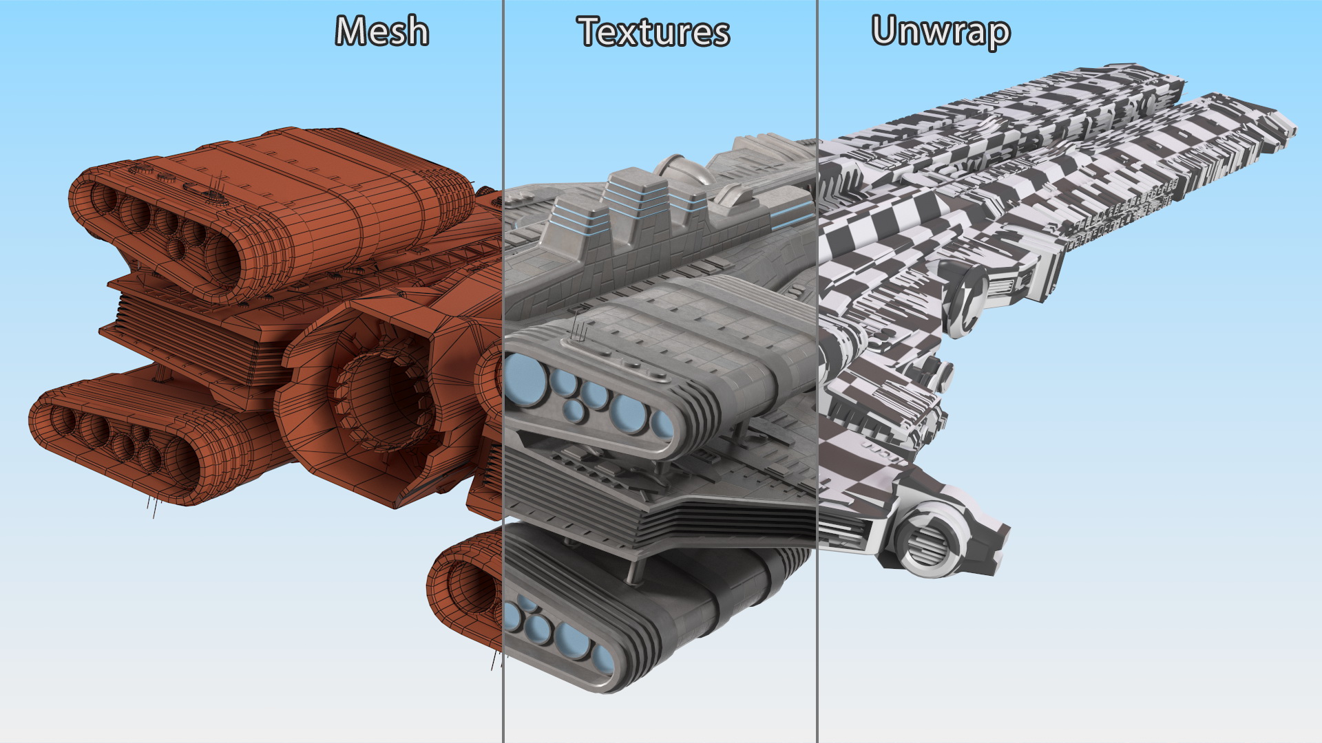 3D Sci fi Interplanetary Spacecraft Light model