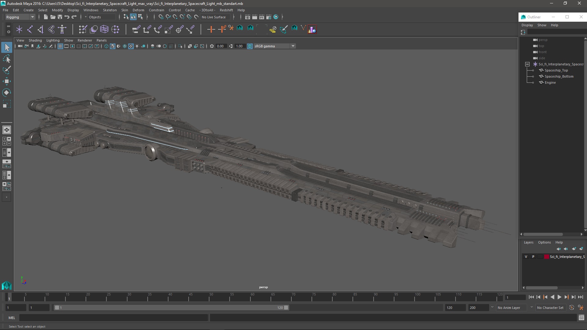 3D Sci fi Interplanetary Spacecraft Light model