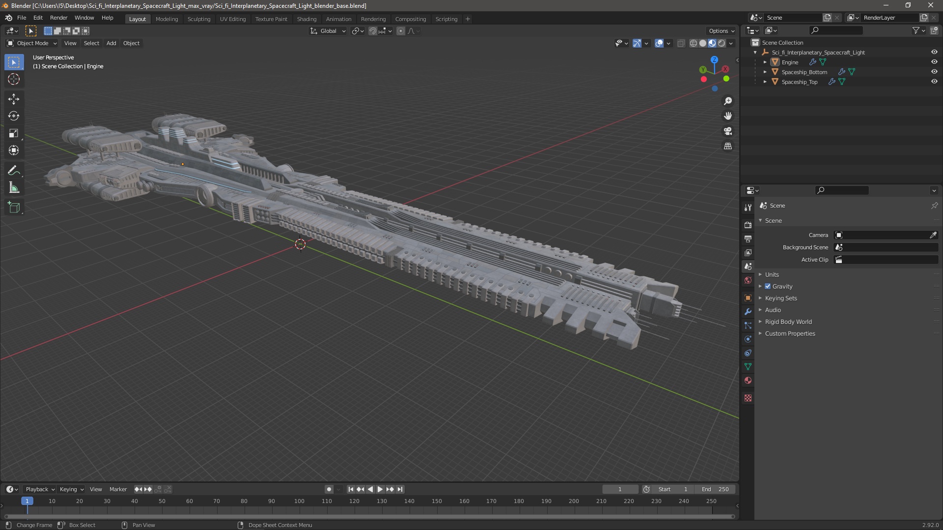 3D Sci fi Interplanetary Spacecraft Light model