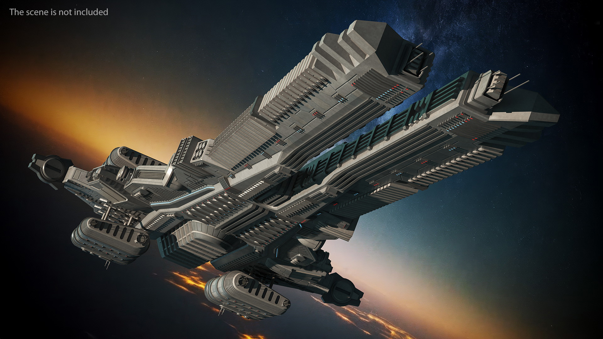 3D Sci fi Interplanetary Spacecraft Light model