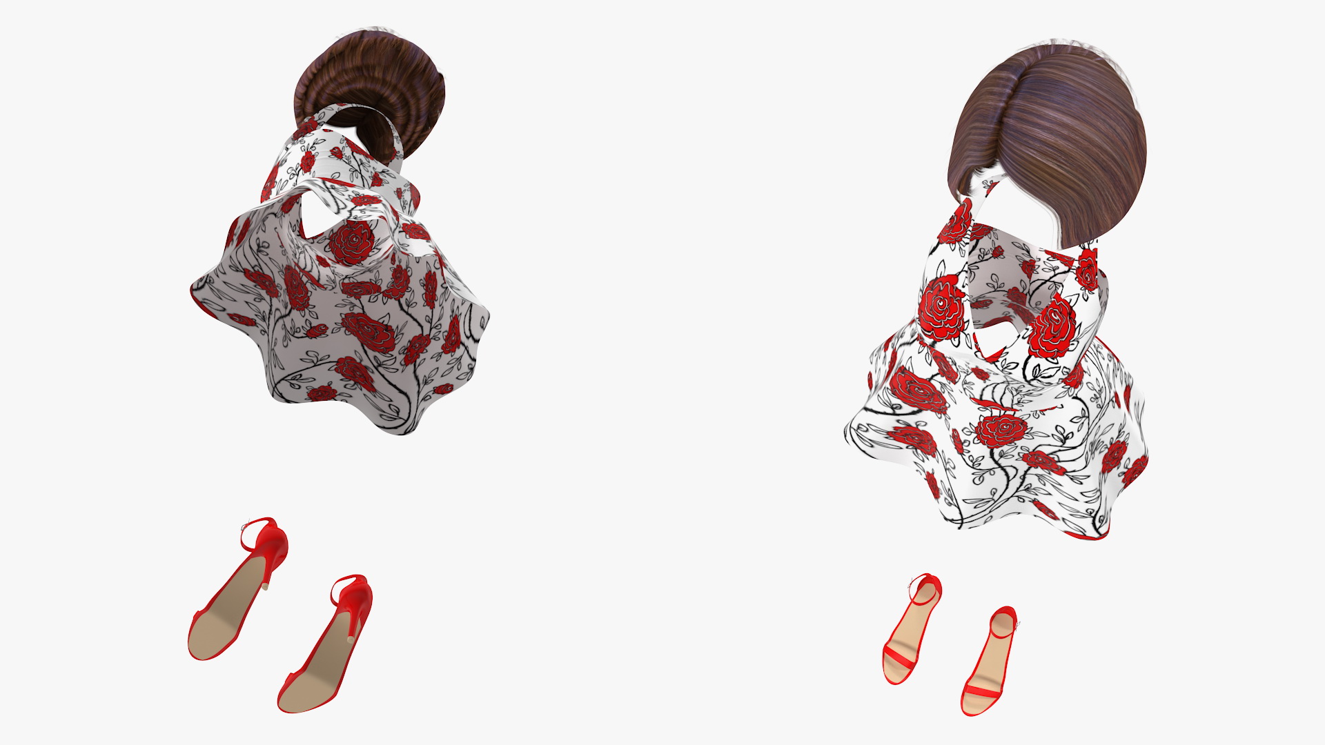 3D Girl Summer Dress with High Heel Shoes model