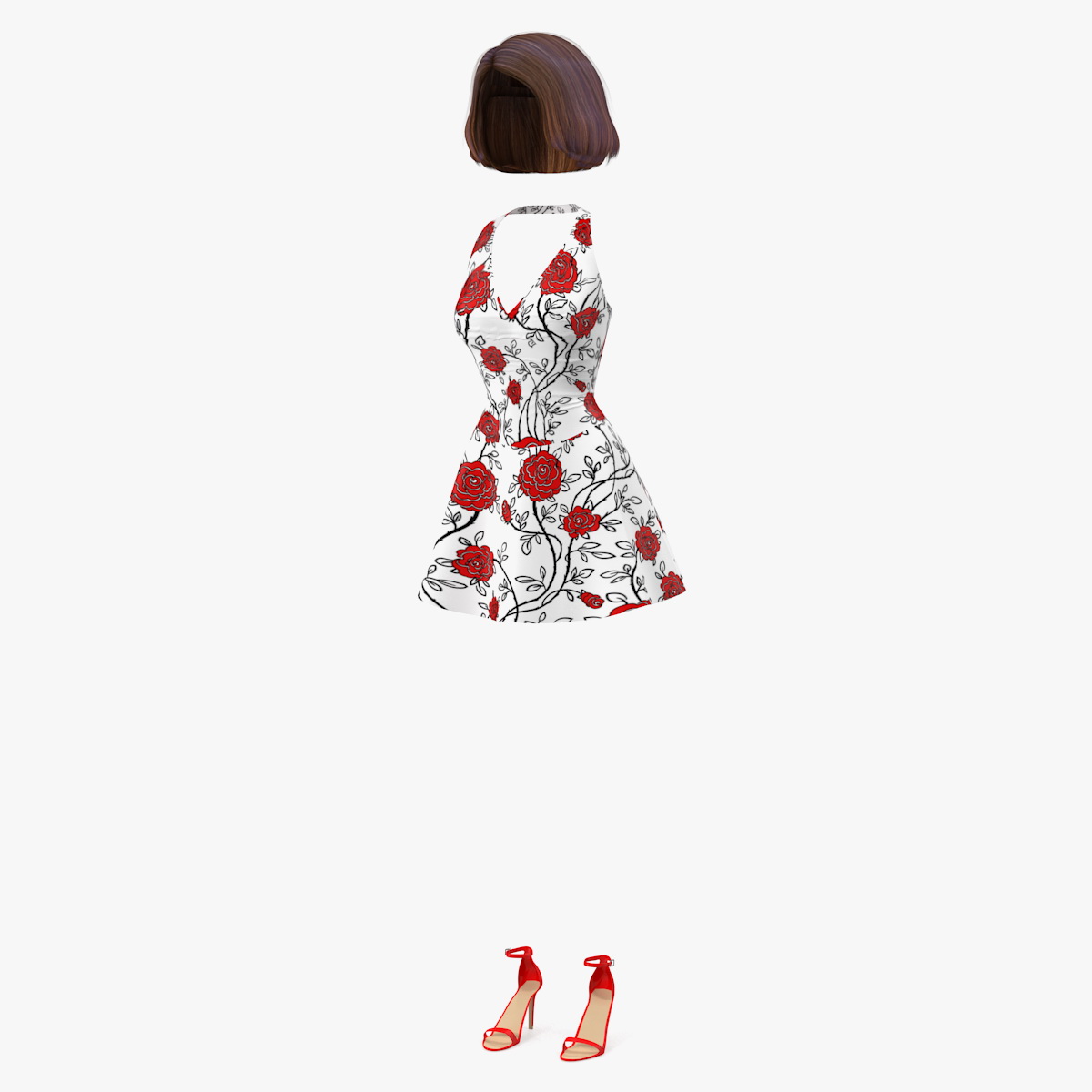 Girl Summer Dress with High Heel Shoes