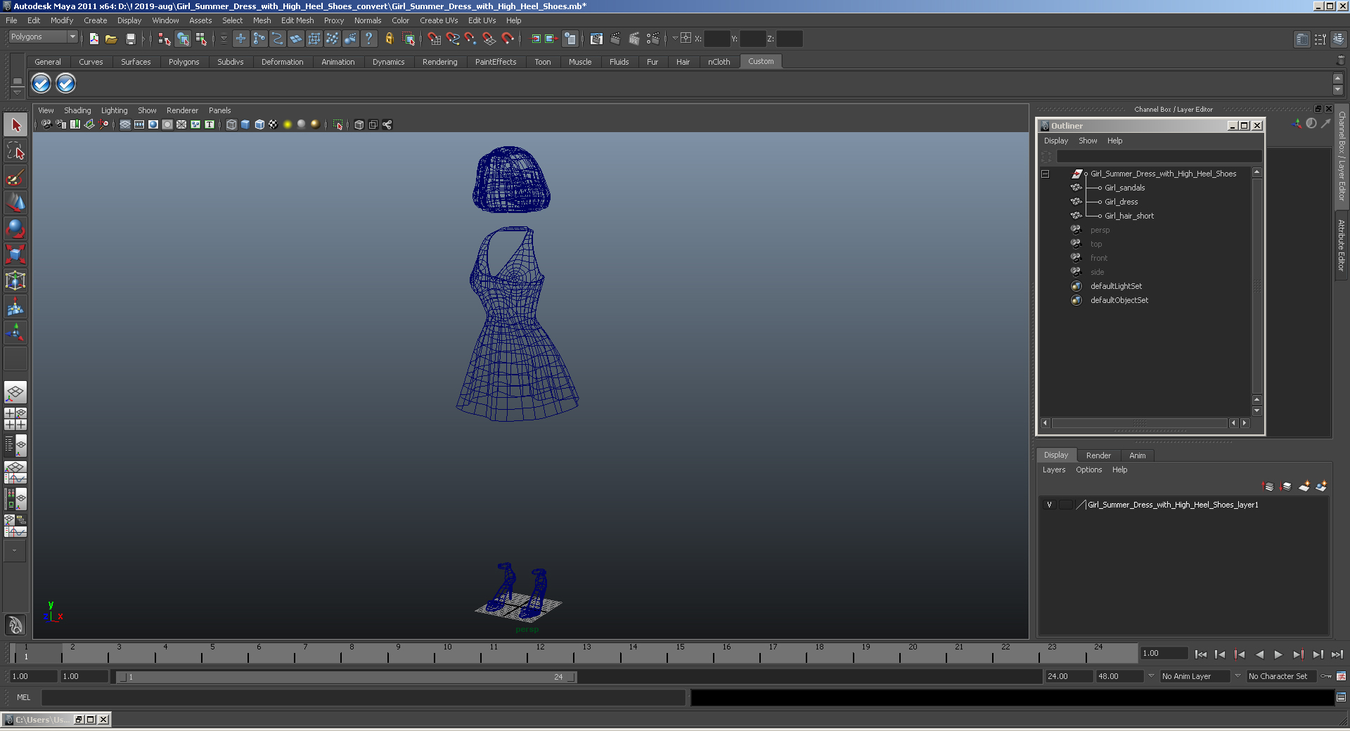 3D Girl Summer Dress with High Heel Shoes model