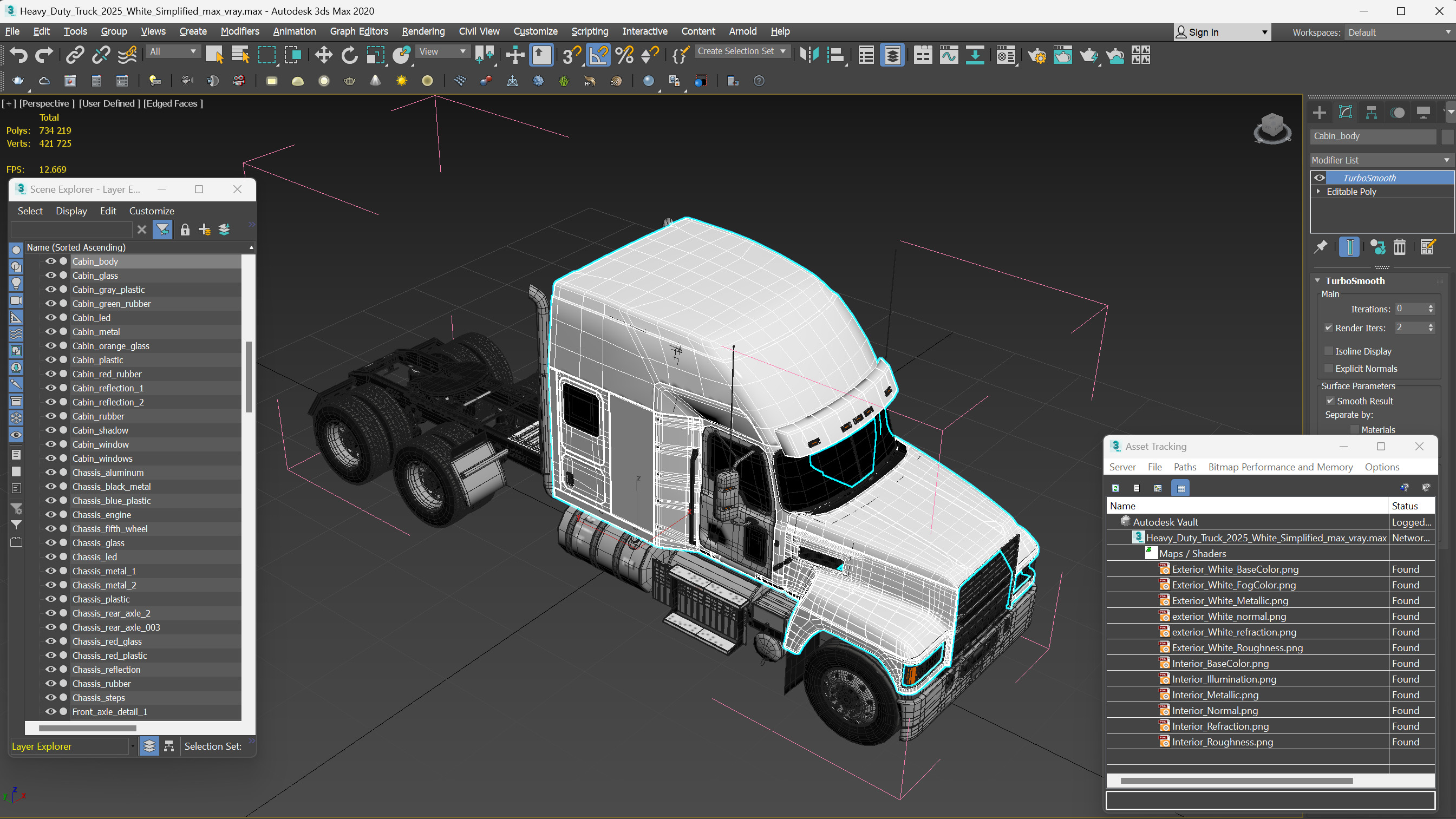 3D Heavy Duty Truck 2025 White Simplified model
