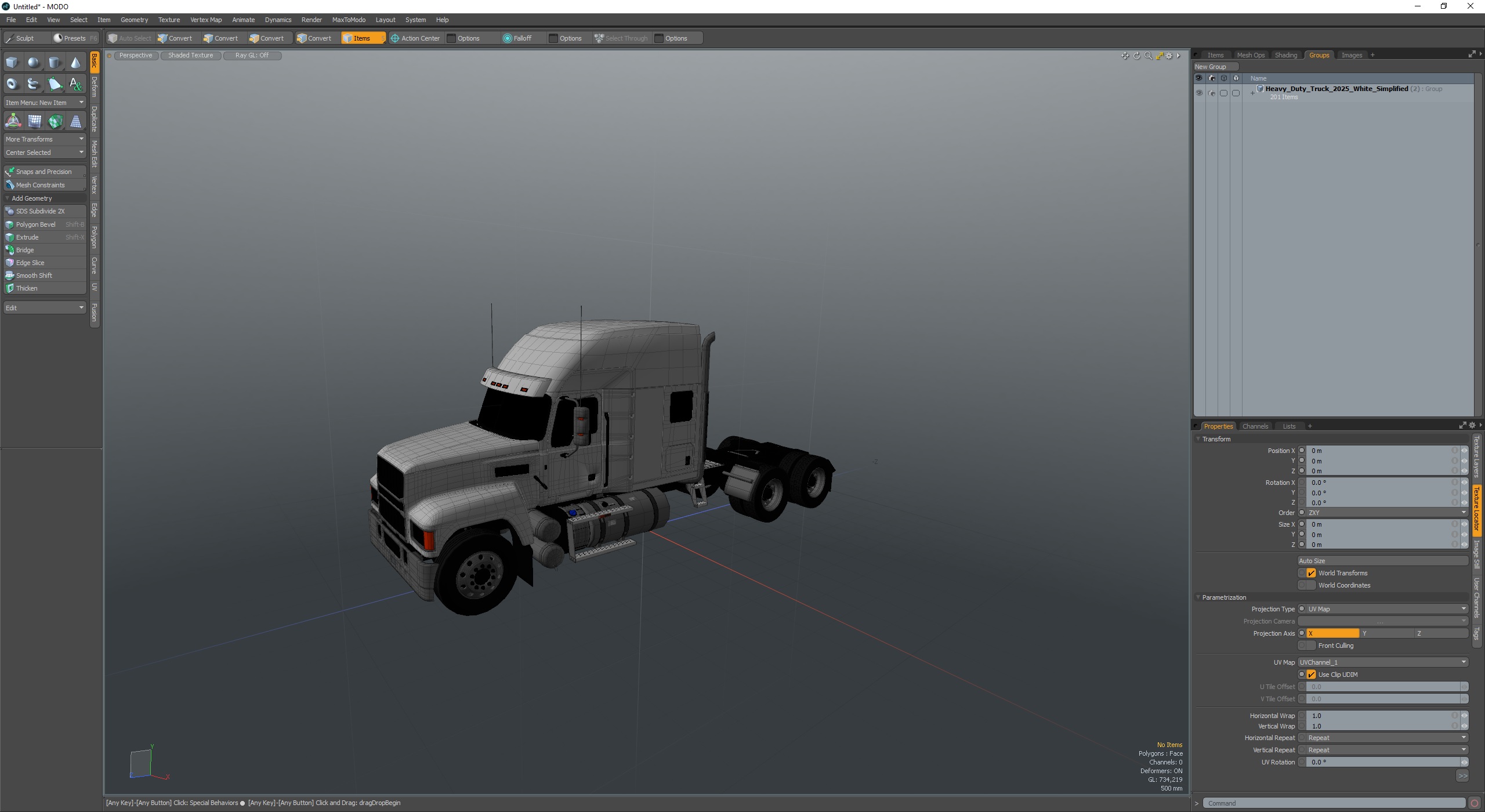 3D Heavy Duty Truck 2025 White Simplified model