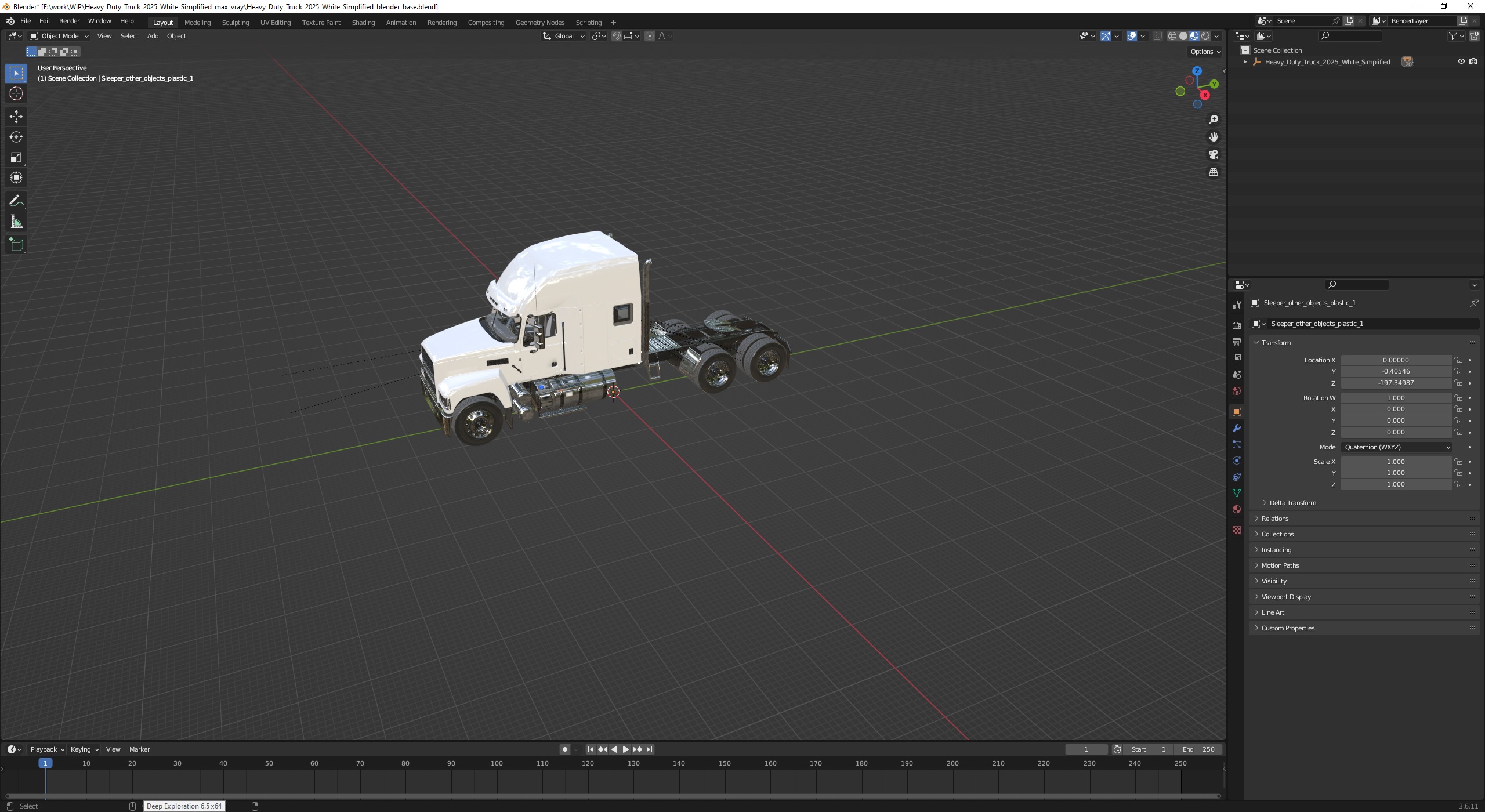3D Heavy Duty Truck 2025 White Simplified model
