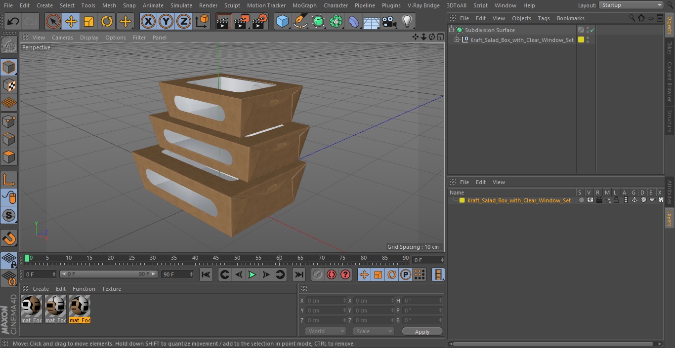 Kraft Salad Box with Clear Window Set 3D