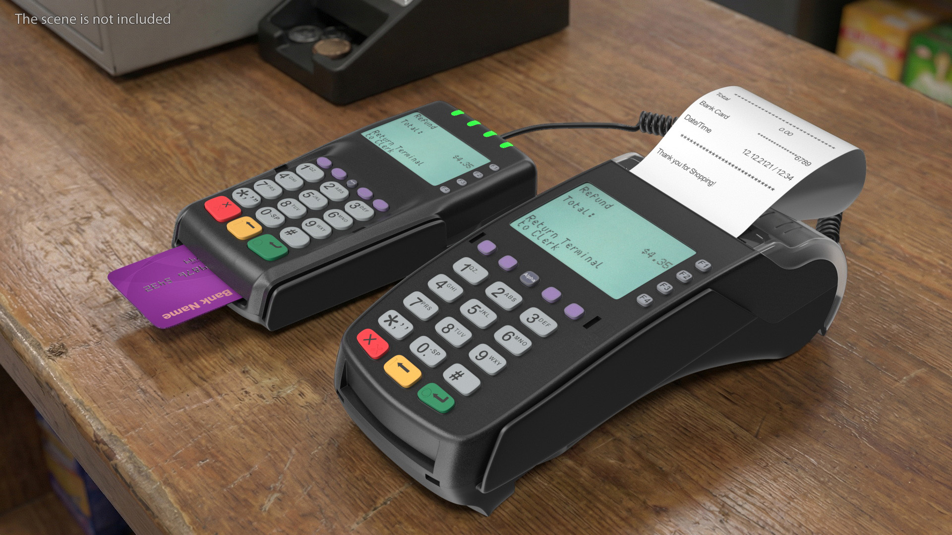 Card Processing Terminals with Printed Receipt and Bank, view 2