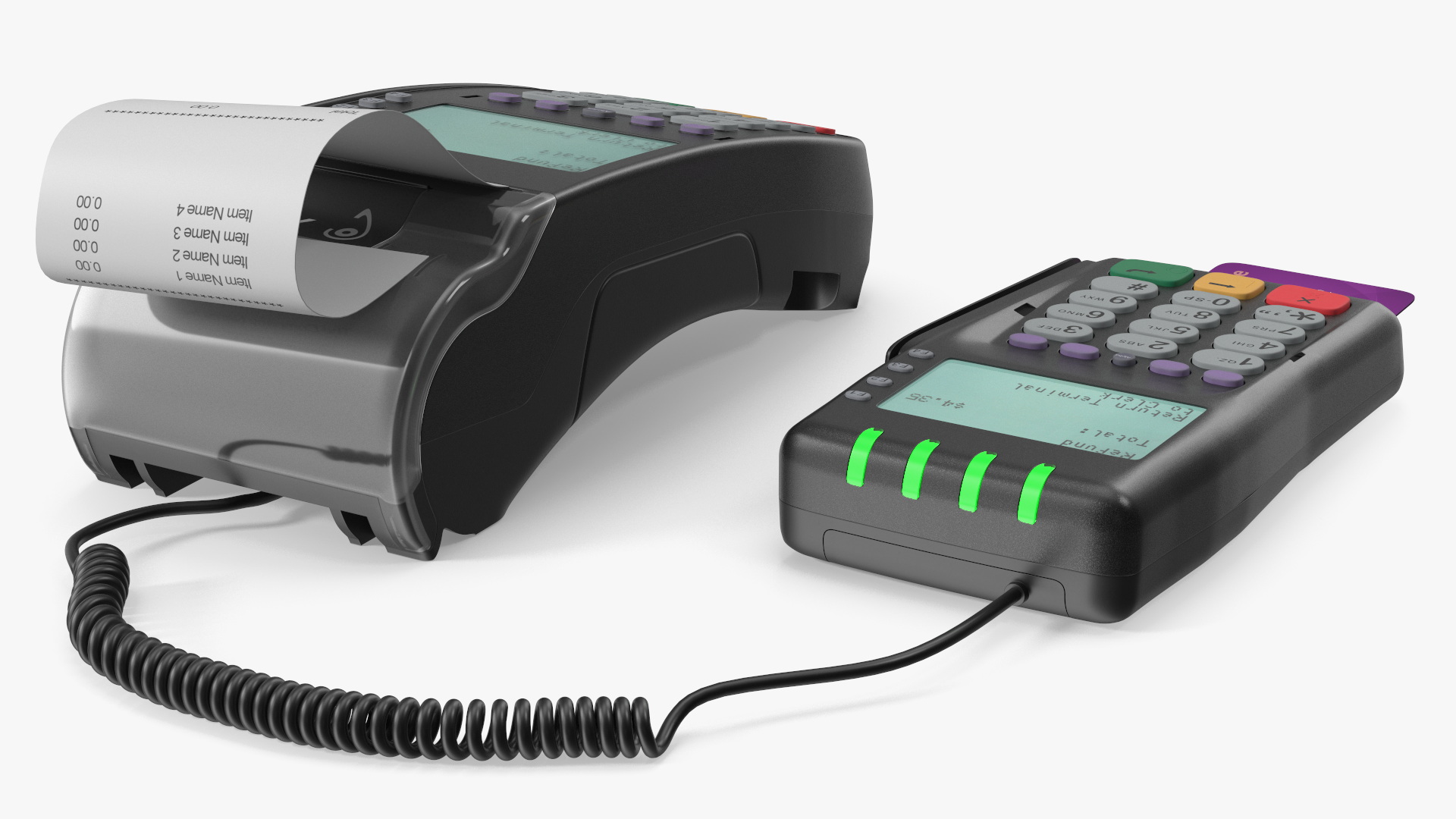 Card Processing Terminals with Printed Receipt and Bank, view 3