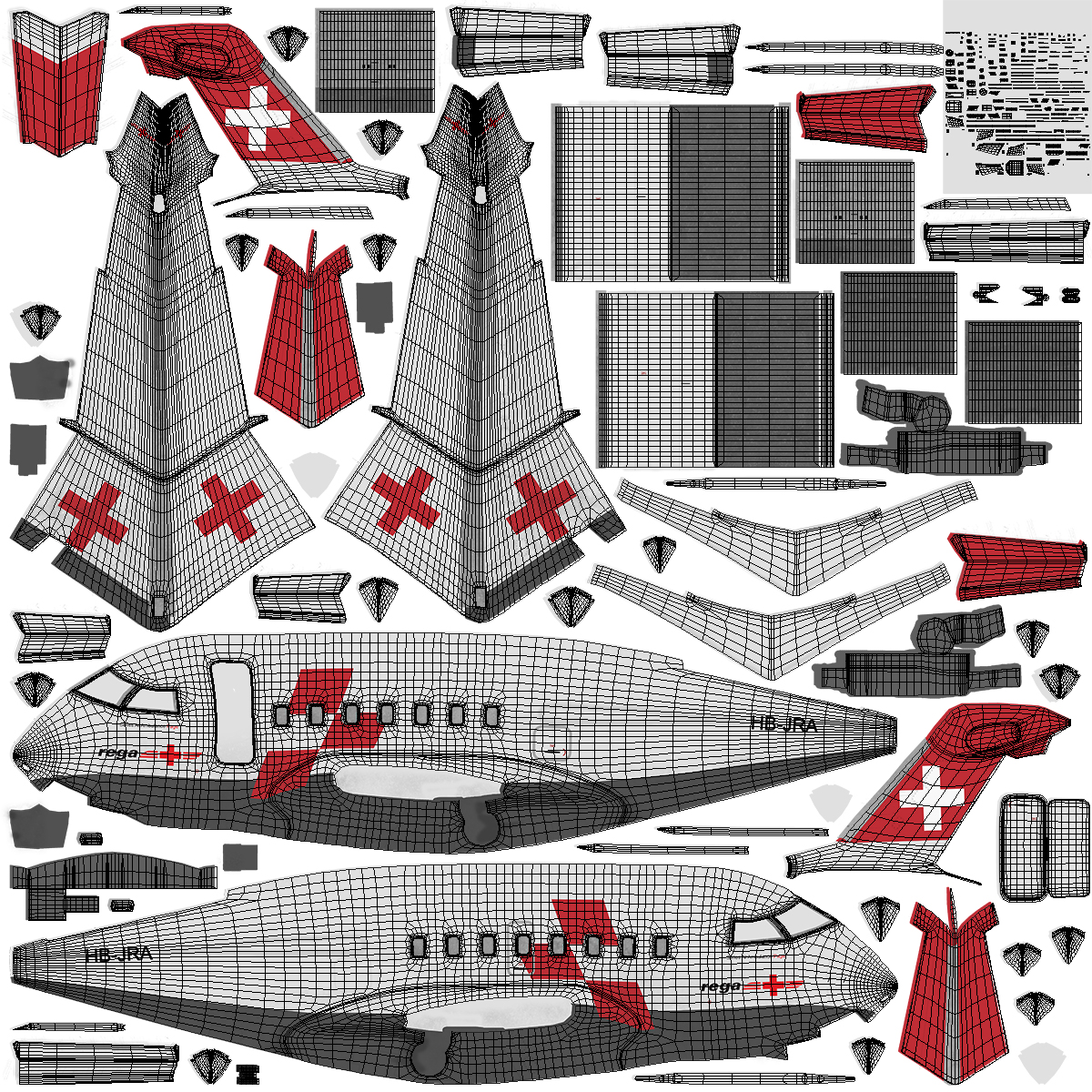 Swiss Air Ambulance Jet Bombardier Challenger 604 3D model