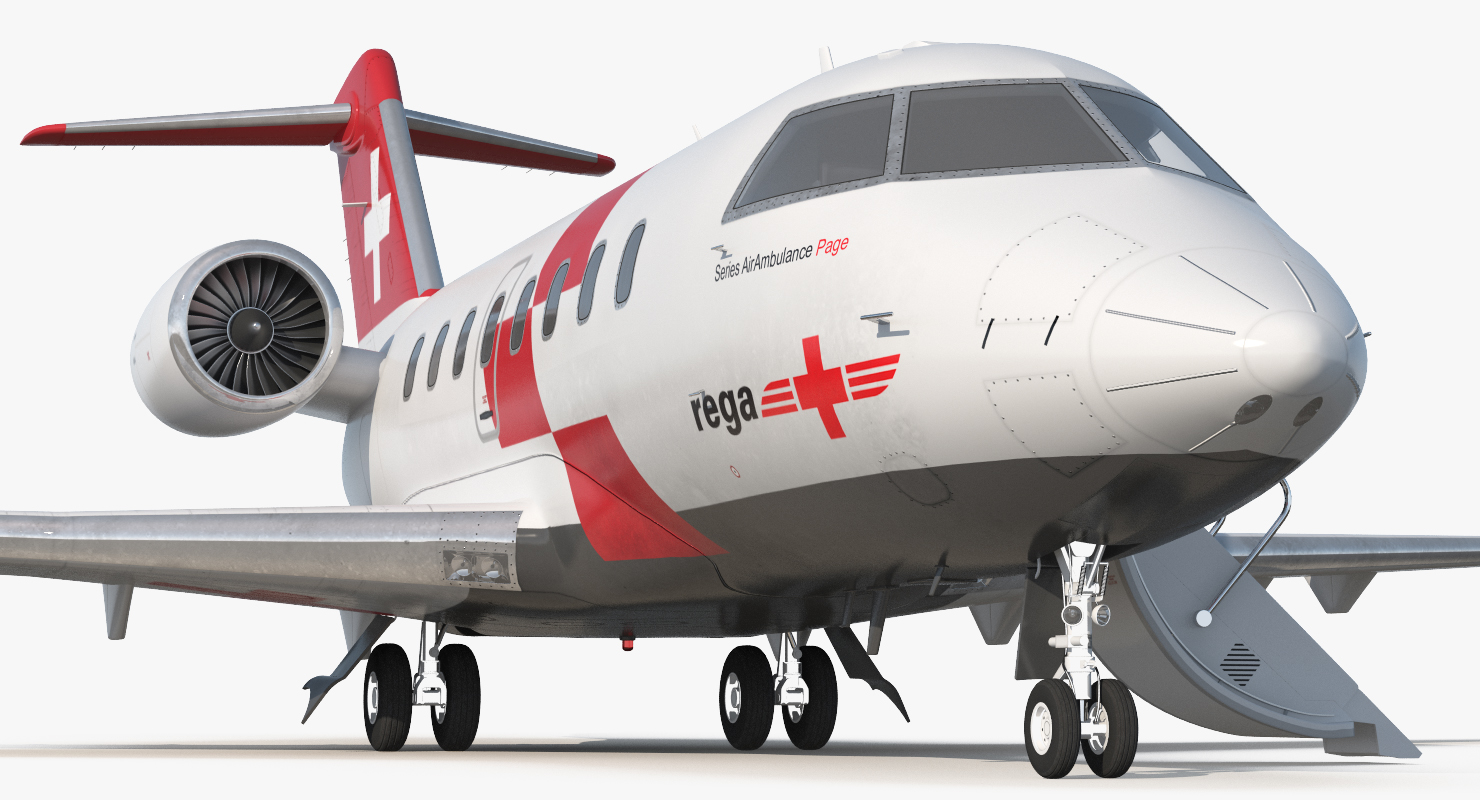 Swiss Air Ambulance Jet Bombardier Challenger 604 3D model