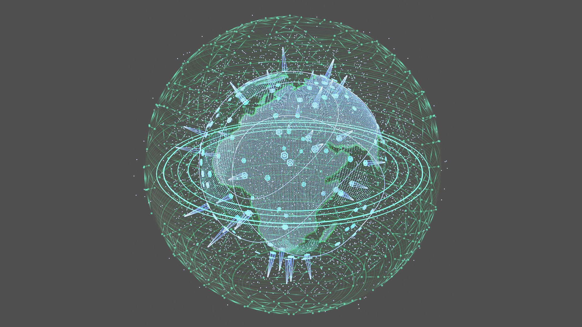 3D Futuristic Globe Hologram Green