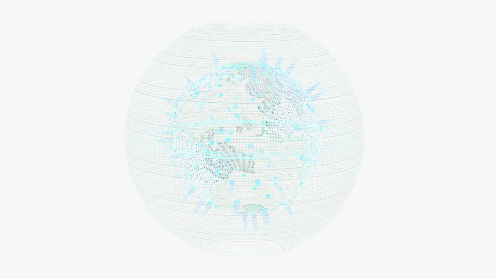 3D Futuristic Globe Hologram Green