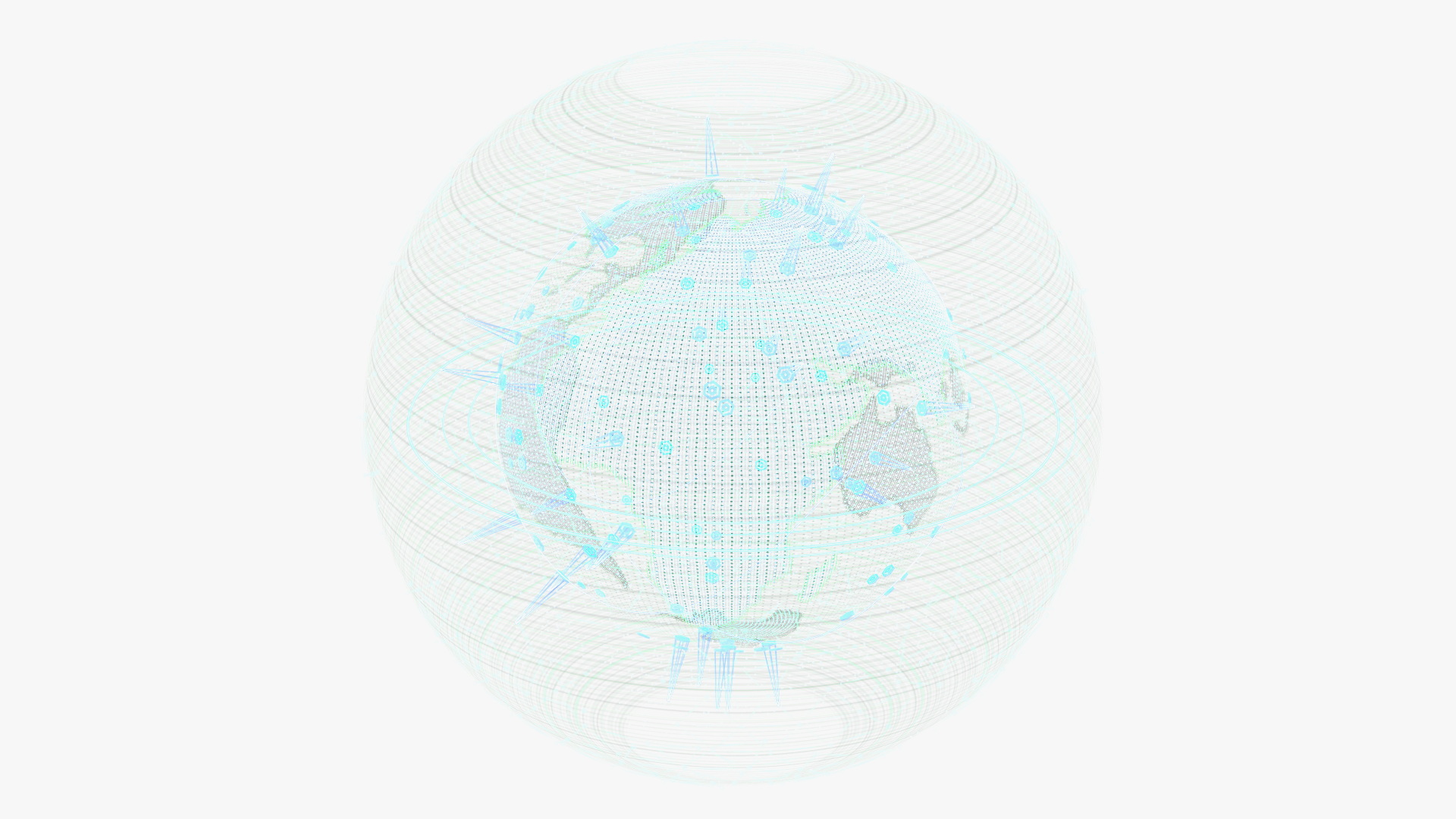 3D Futuristic Globe Hologram Green
