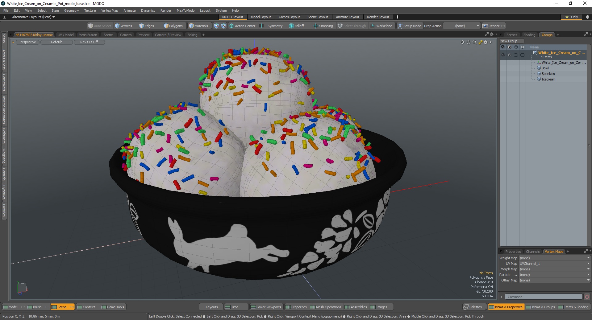 3D model White Ice Cream on Ceramic Pot
