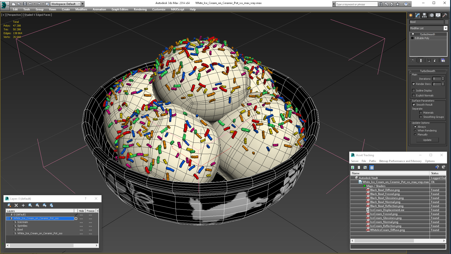 3D model White Ice Cream on Ceramic Pot