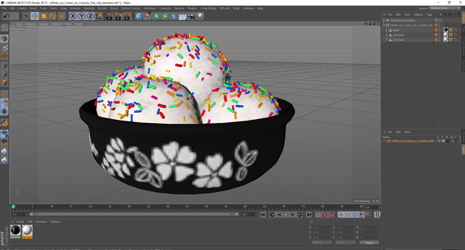 3D model White Ice Cream on Ceramic Pot