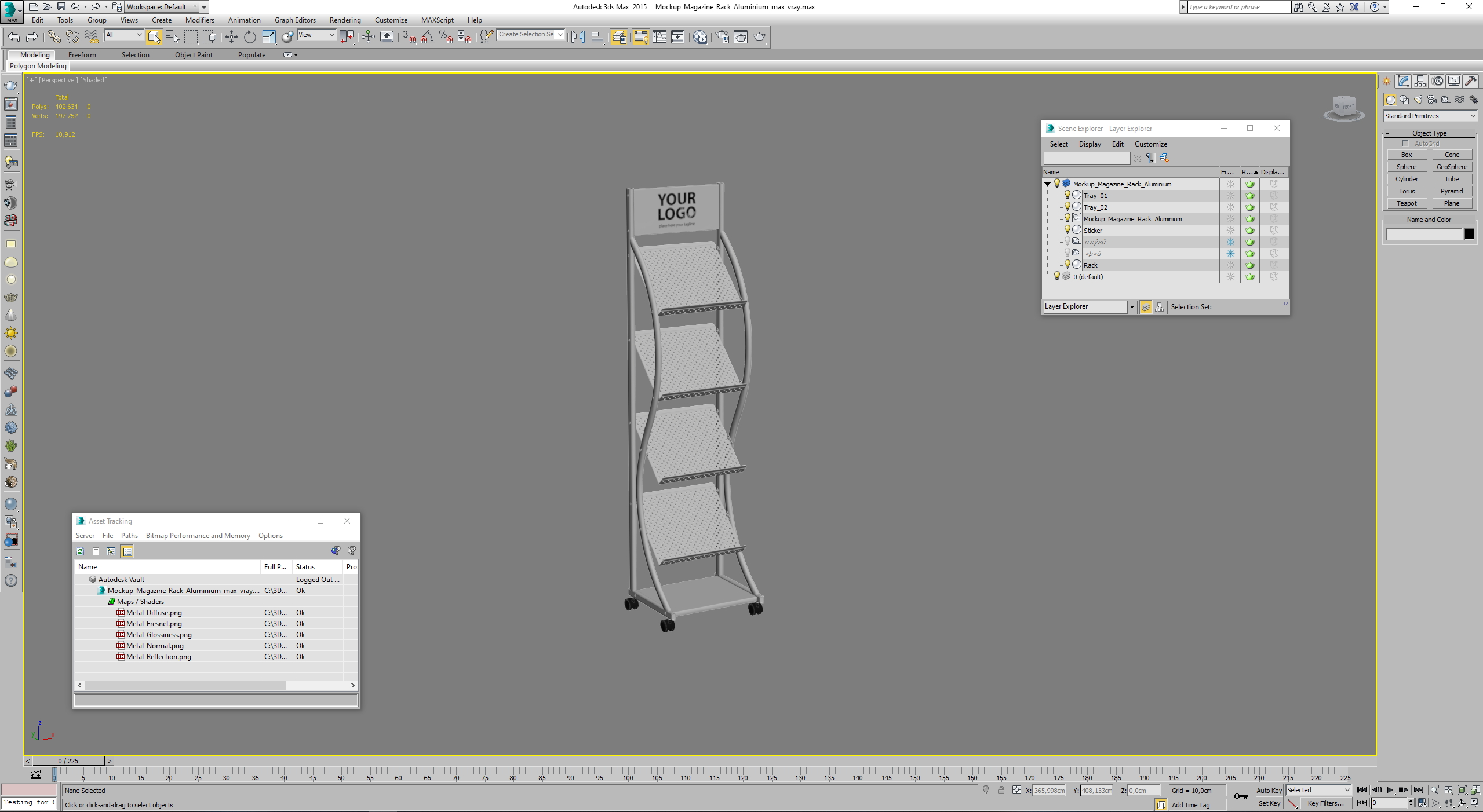 3D model Mockup Magazine Rack Aluminium