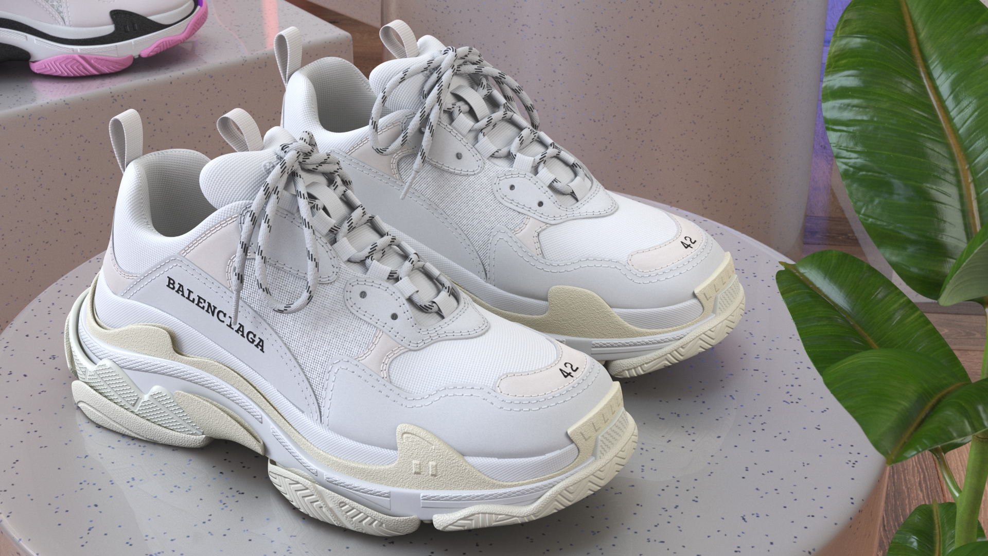 3D Balenciaga Triple S Sneaker White model
