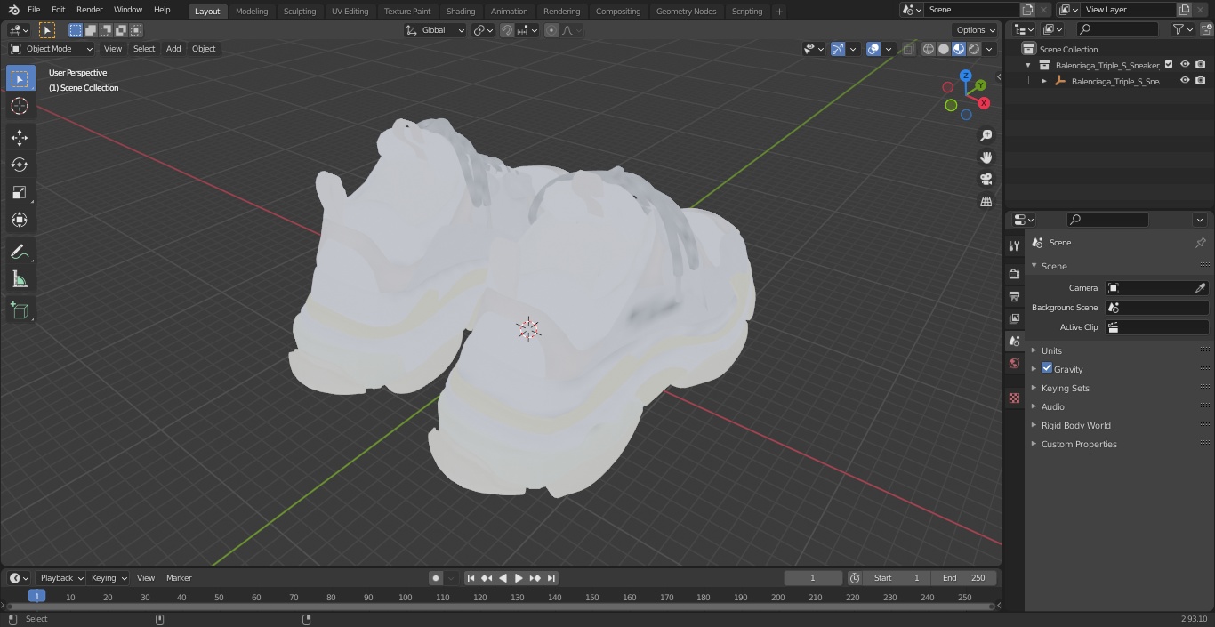 3D Balenciaga Triple S Sneaker White model