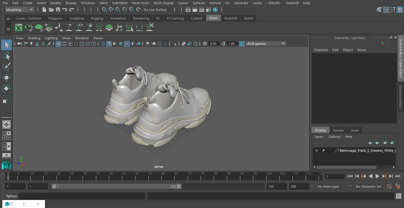 3D Balenciaga Triple S Sneaker White model