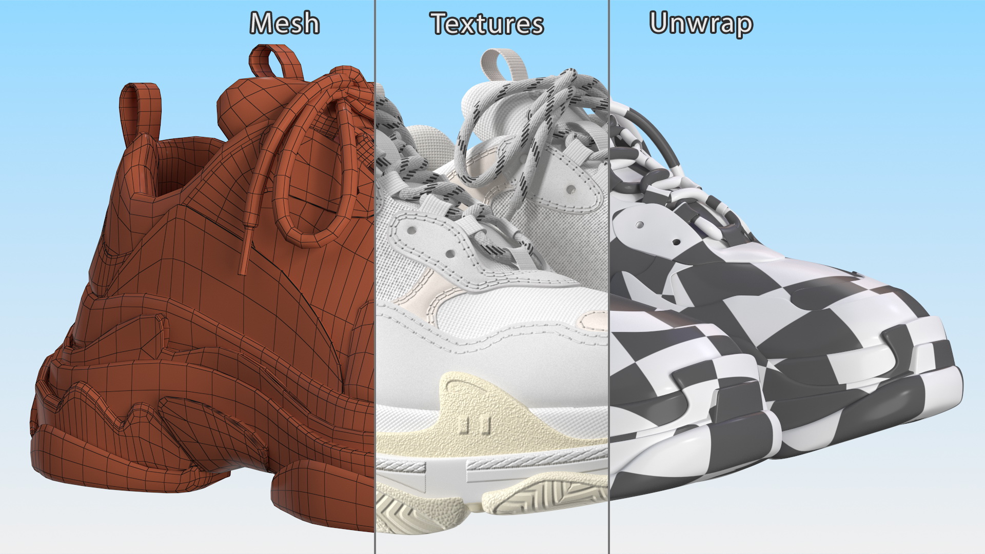 3D Balenciaga Triple S Sneaker White model