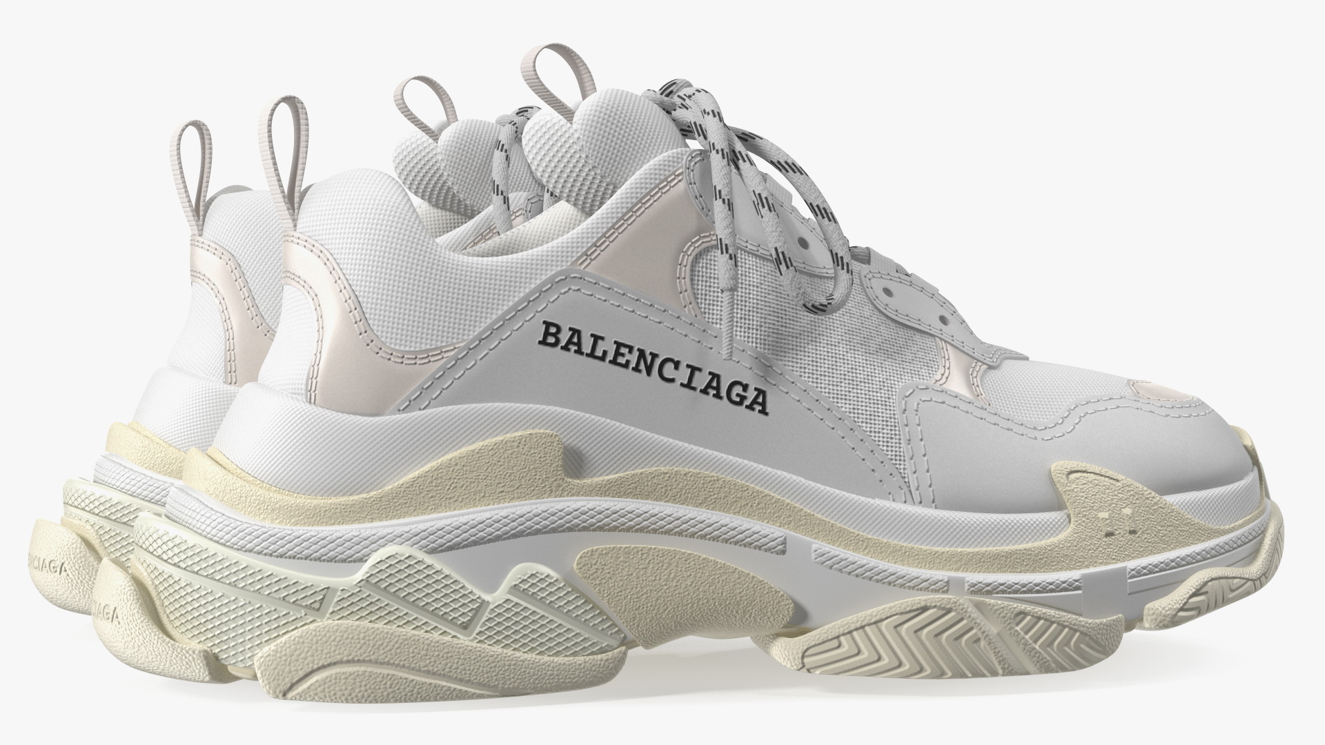 3D Balenciaga Triple S Sneaker White model
