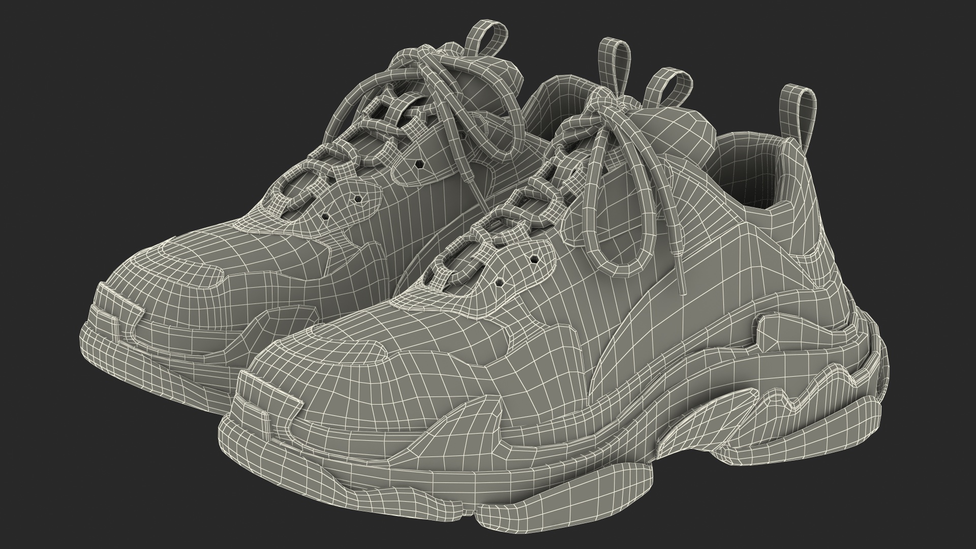 3D Balenciaga Triple S Sneaker White model