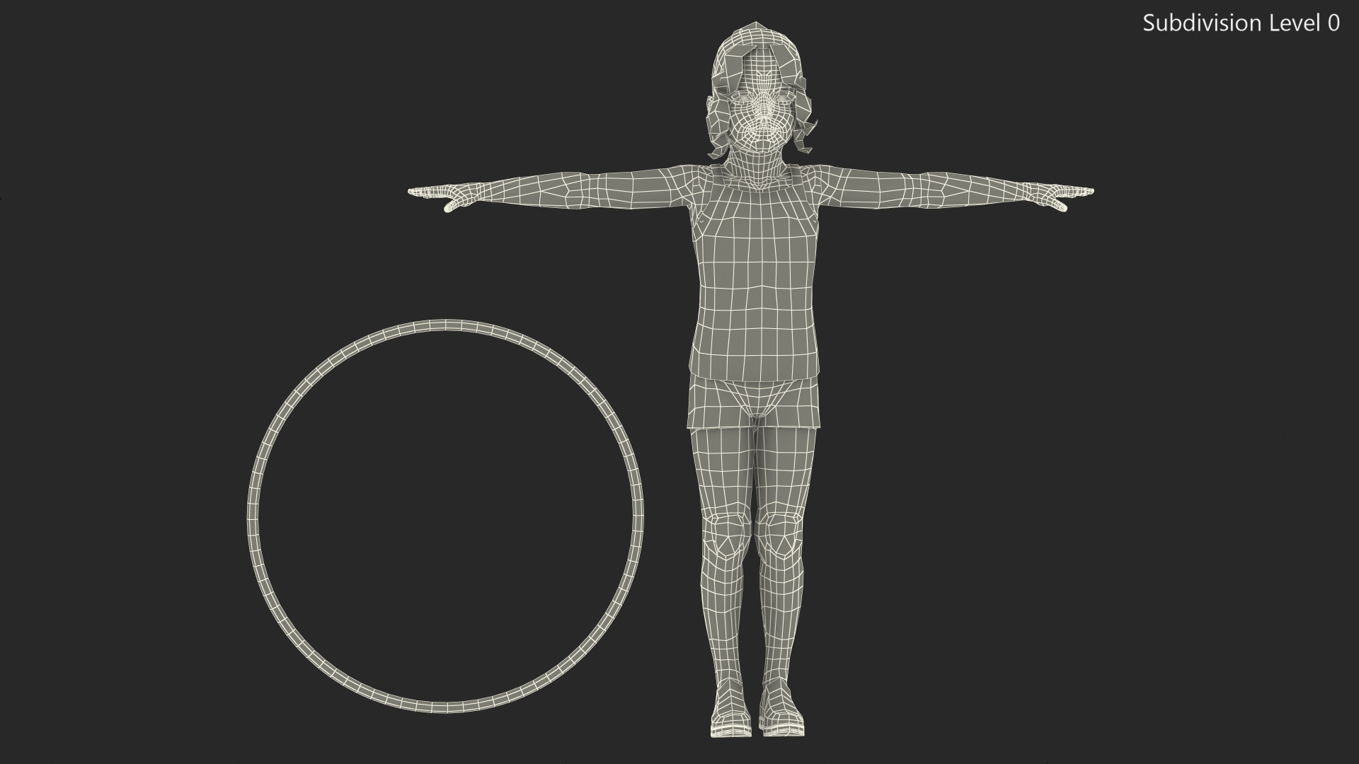 Child Girl With Hoop T-pose 3D