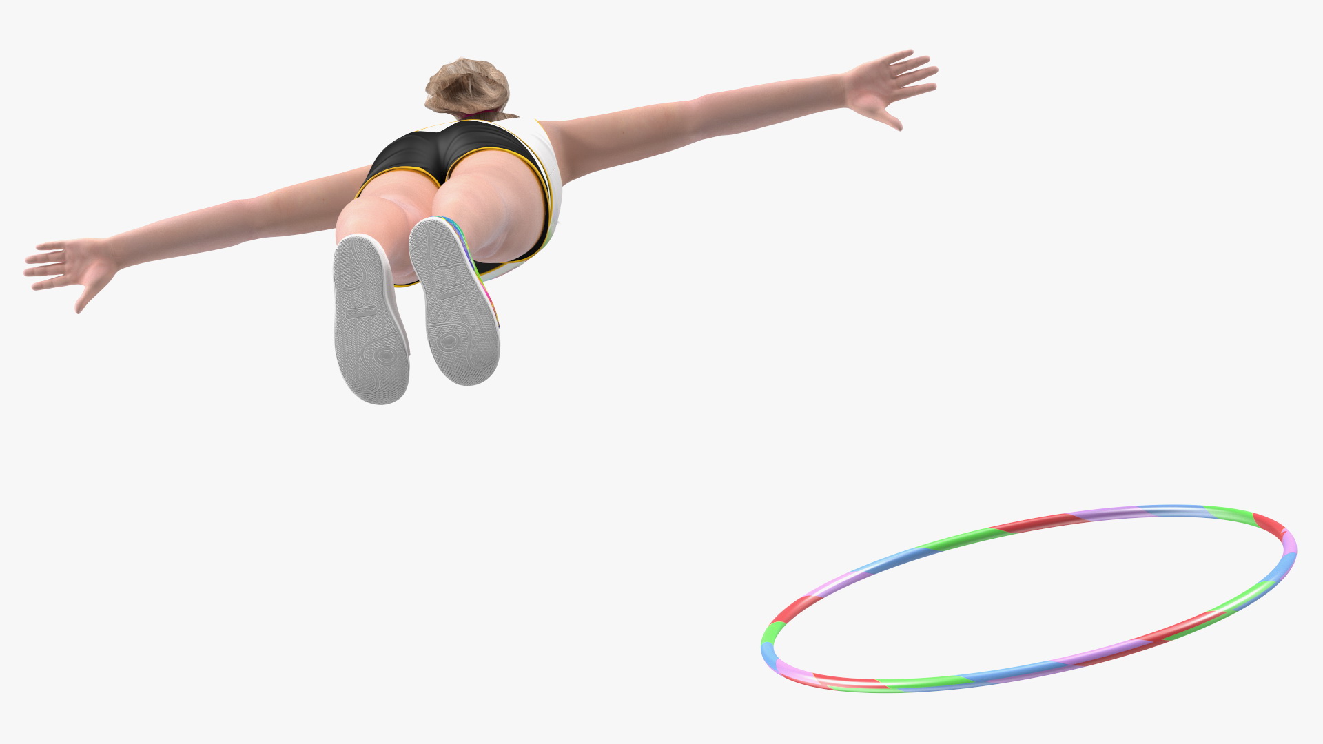 Child Girl With Hoop T-pose 3D