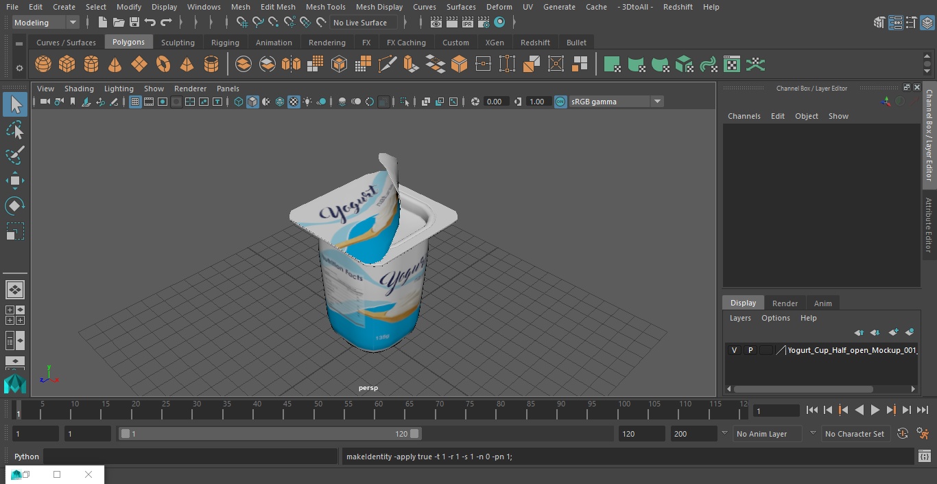Yogurt Cup Half-open Mockup 3D