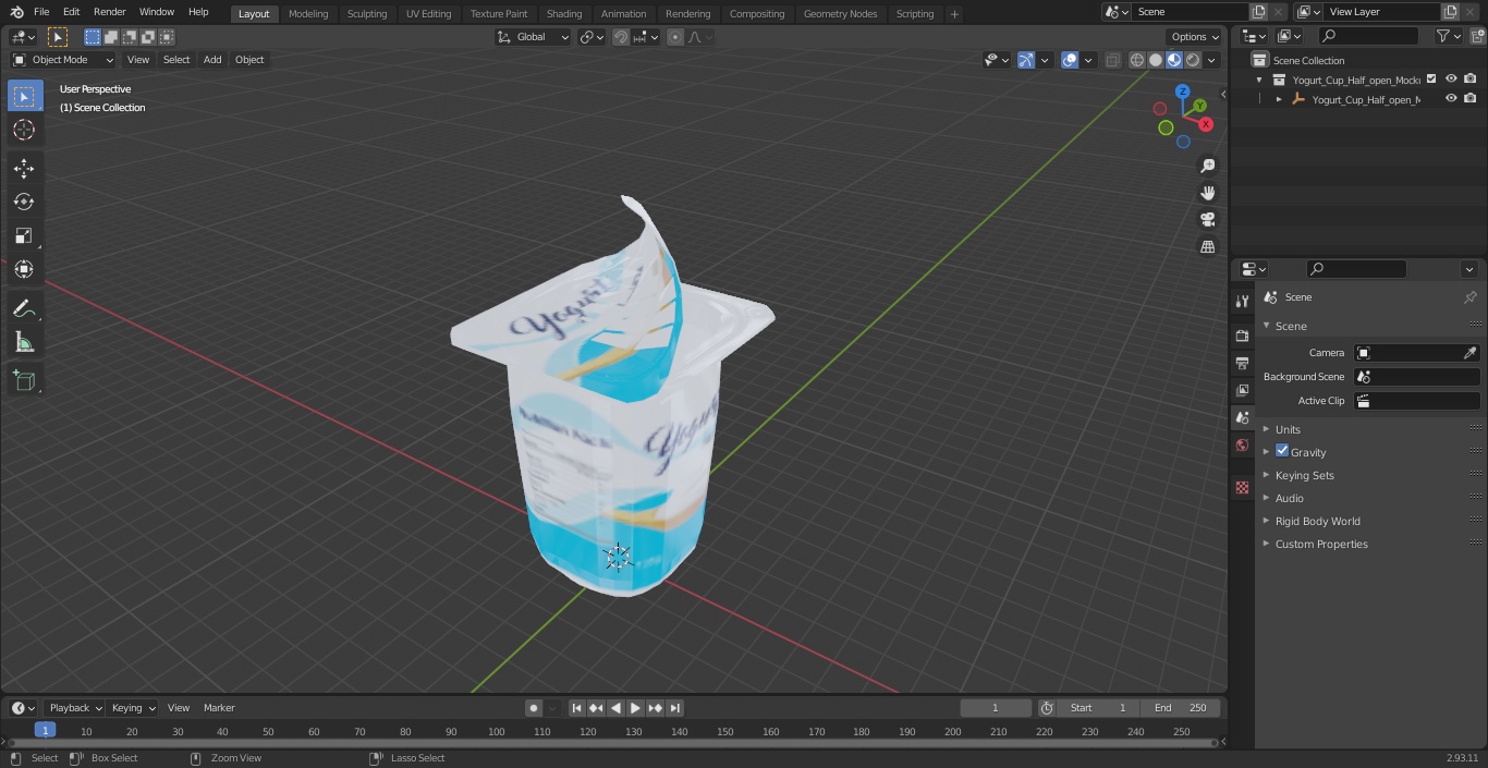 Yogurt Cup Half-open Mockup 3D