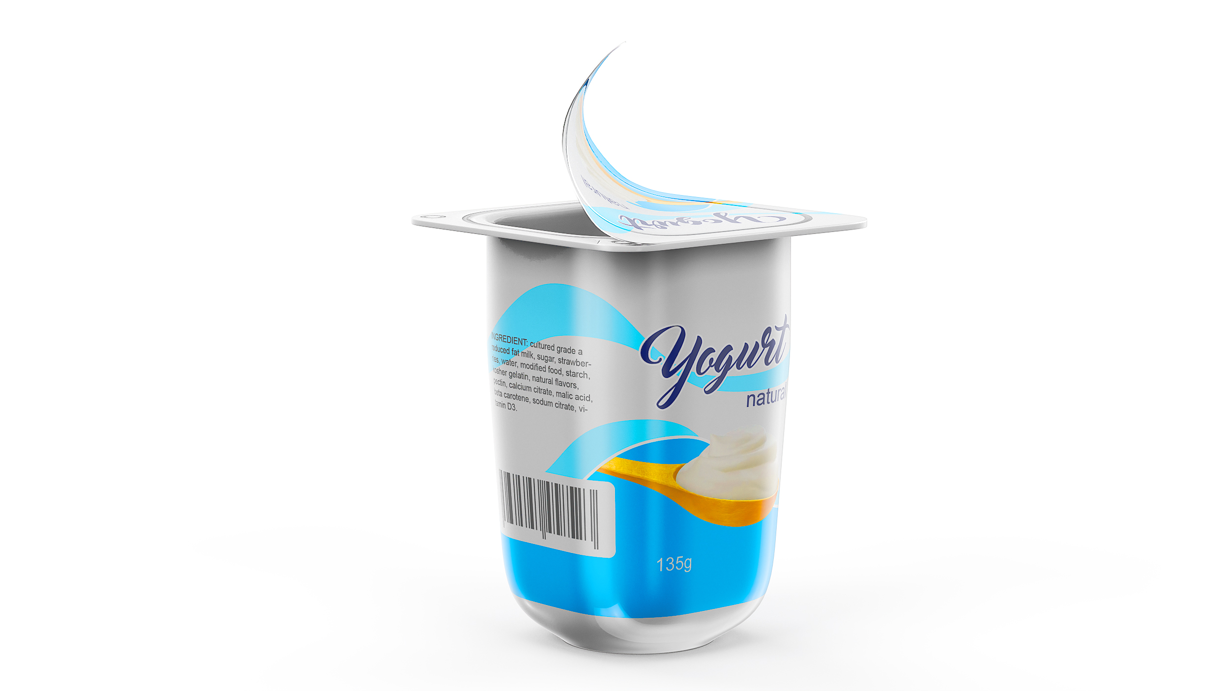 Yogurt Cup Half-open Mockup 3D