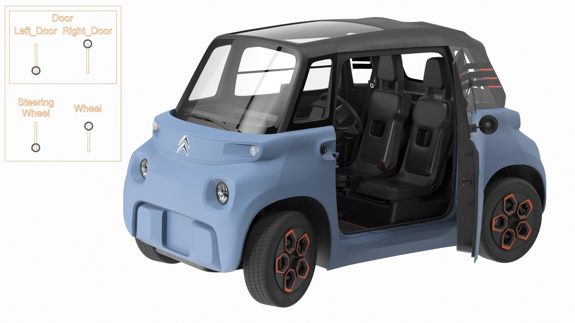 3D Electric Car Citroen Ami Rigged