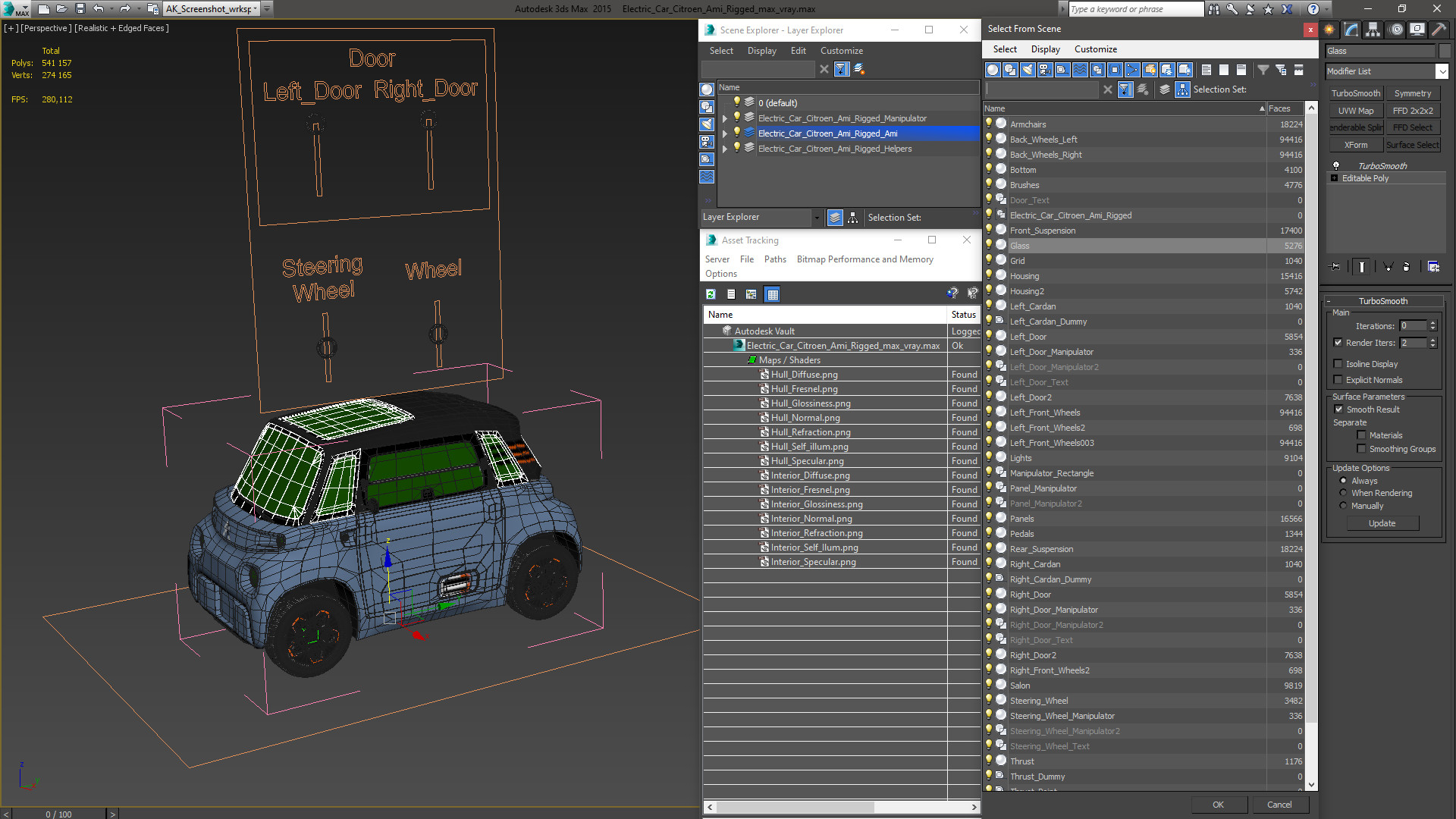 3D Electric Car Citroen Ami Rigged