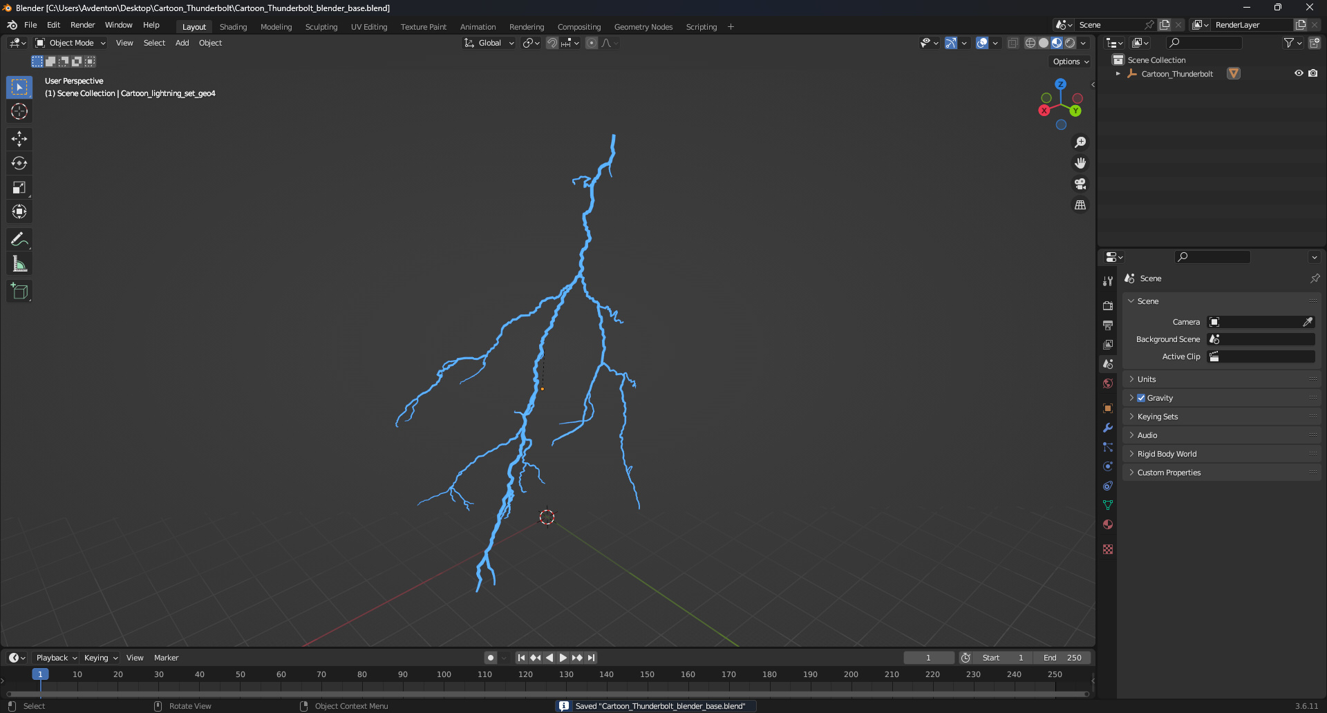 Cartoon Thunderbolt 3D model