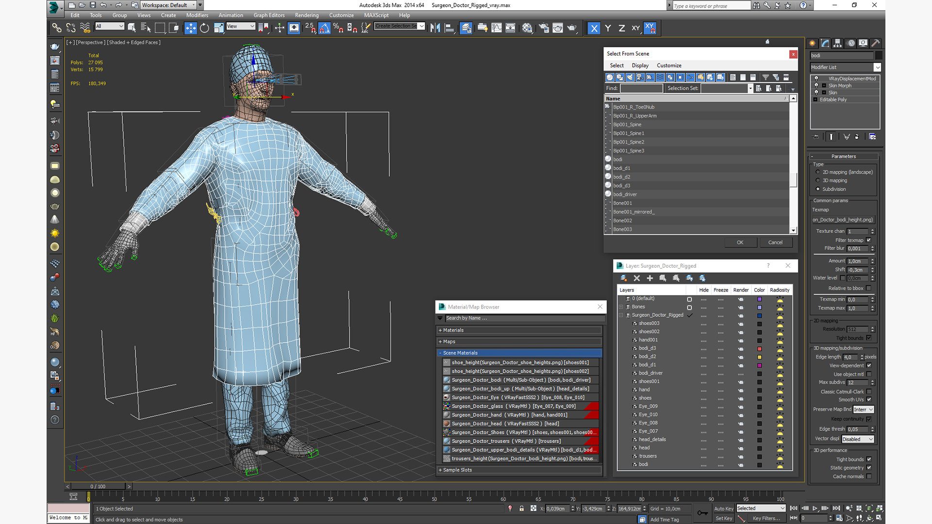 3D model Surgeon Doctor Rigged for Maya