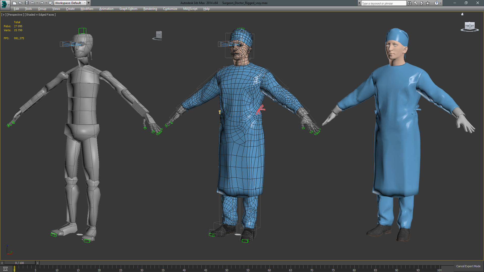 3D model Surgeon Doctor Rigged for Maya