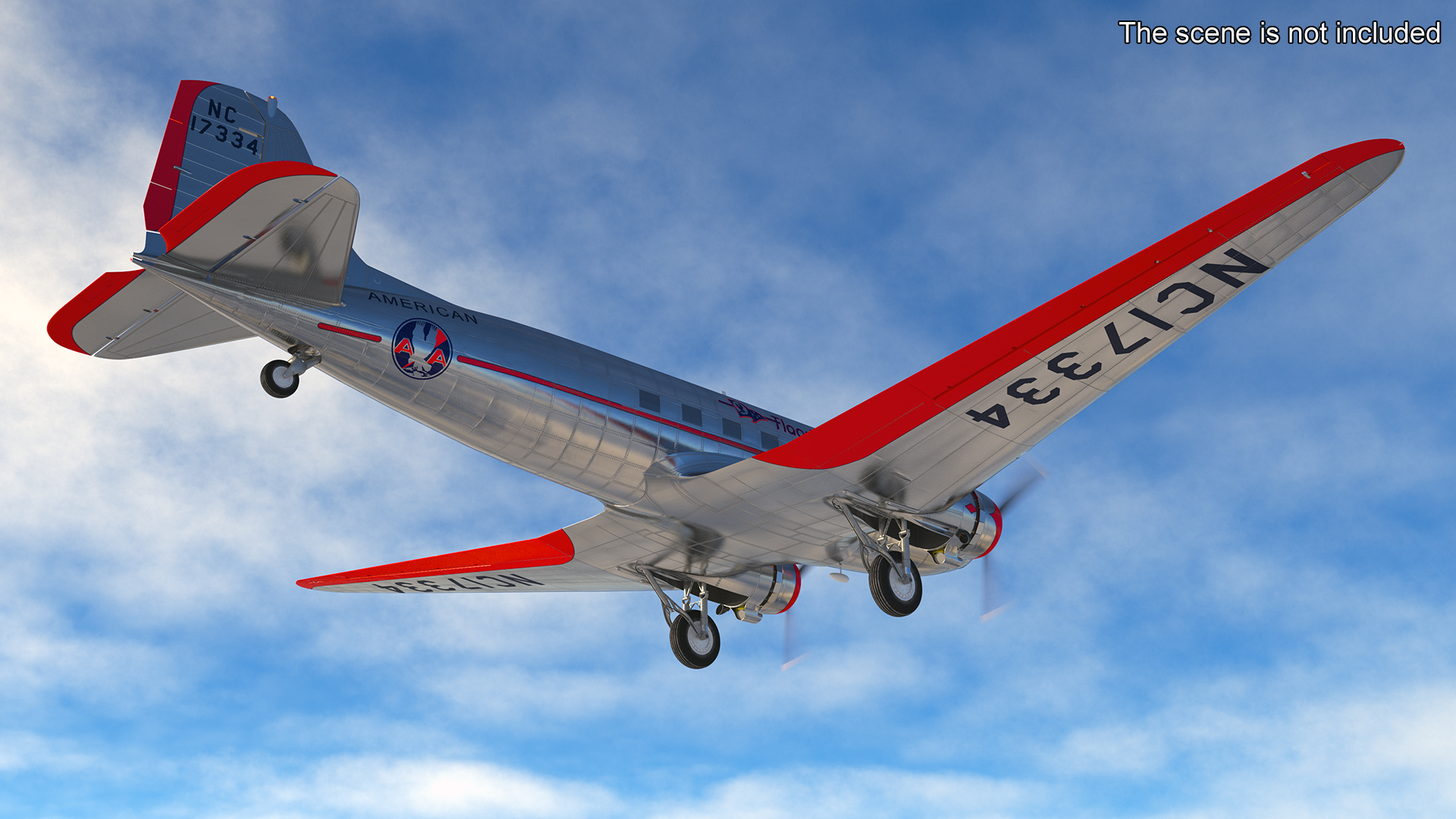 Vintage Propeller Aircraft Douglas DC-3 3D model