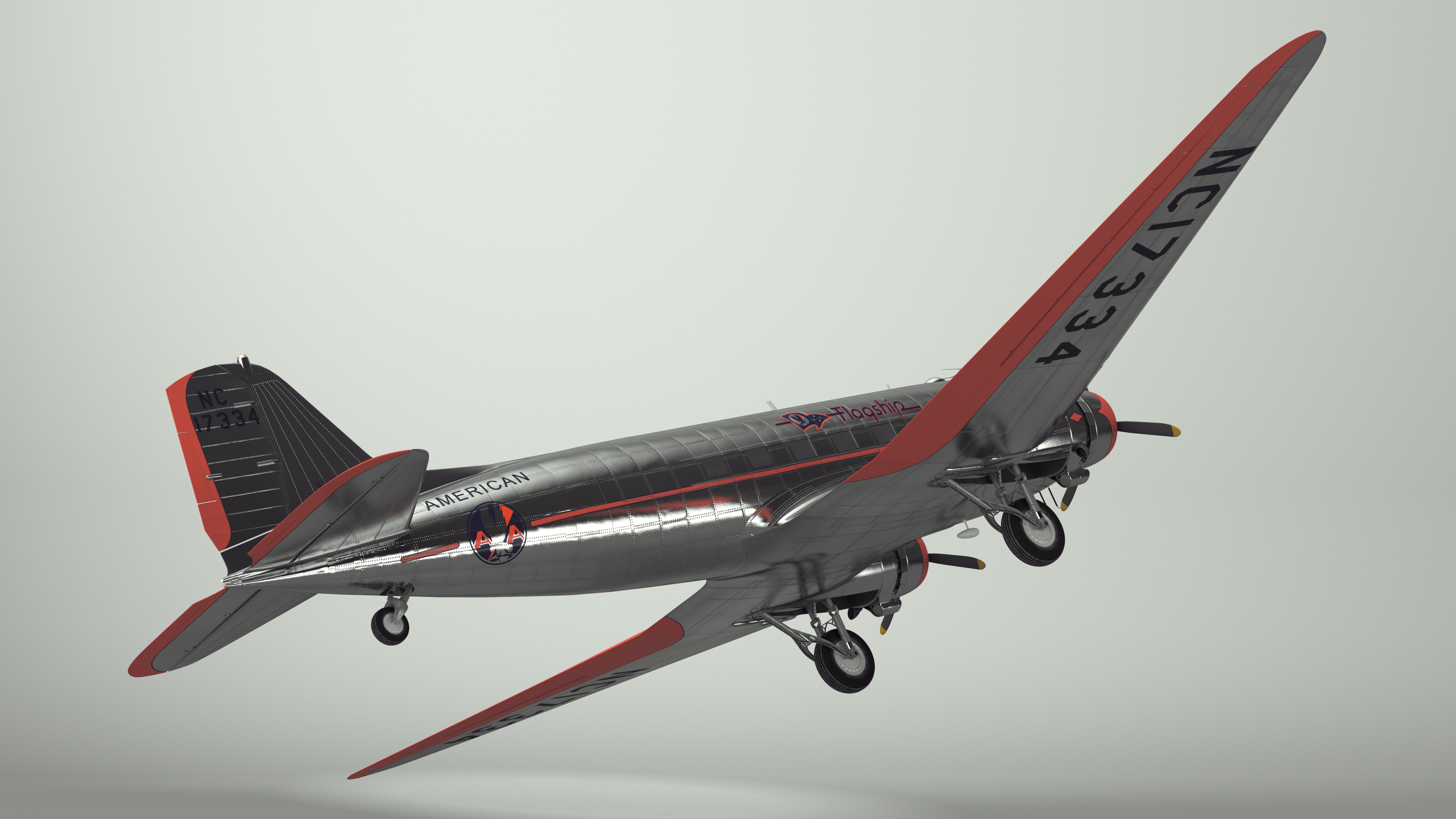 Vintage Propeller Aircraft Douglas DC-3 3D model