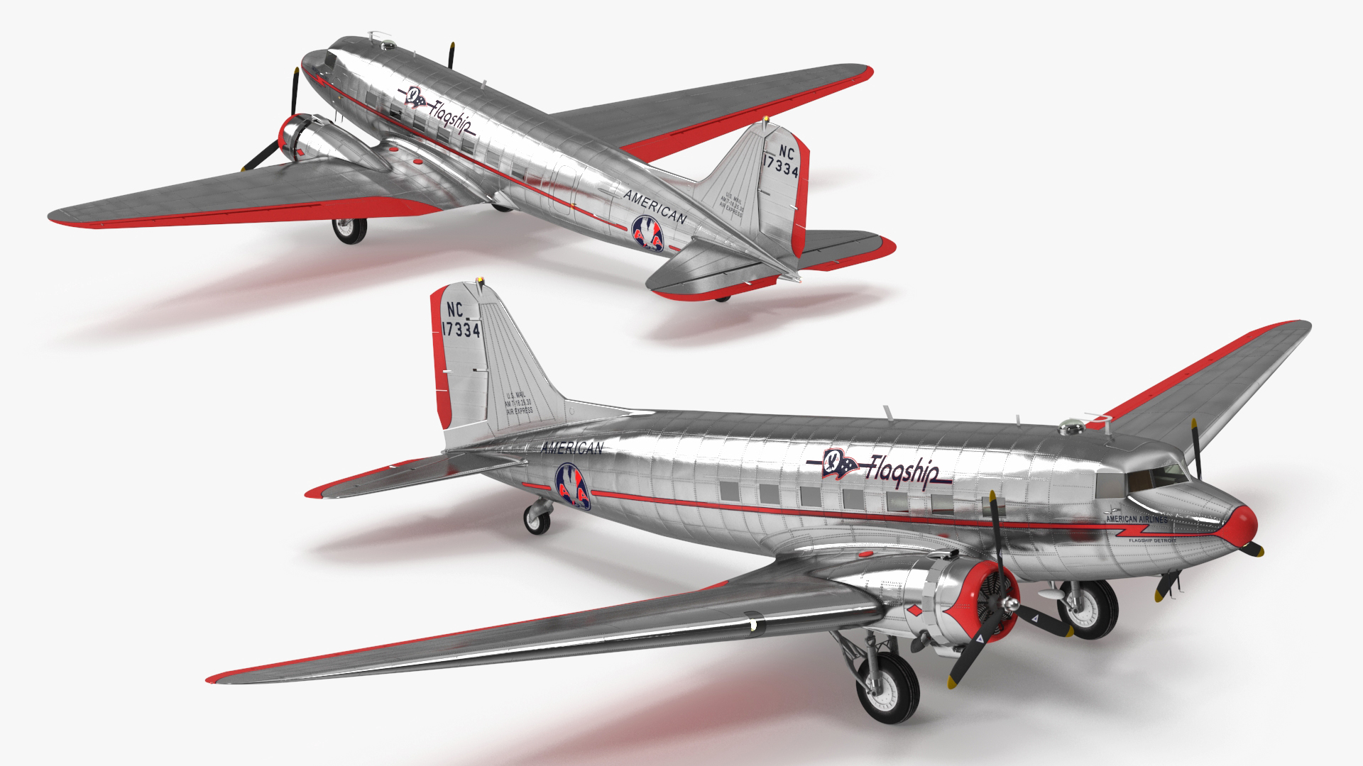 Vintage Propeller Aircraft Douglas DC-3 3D model
