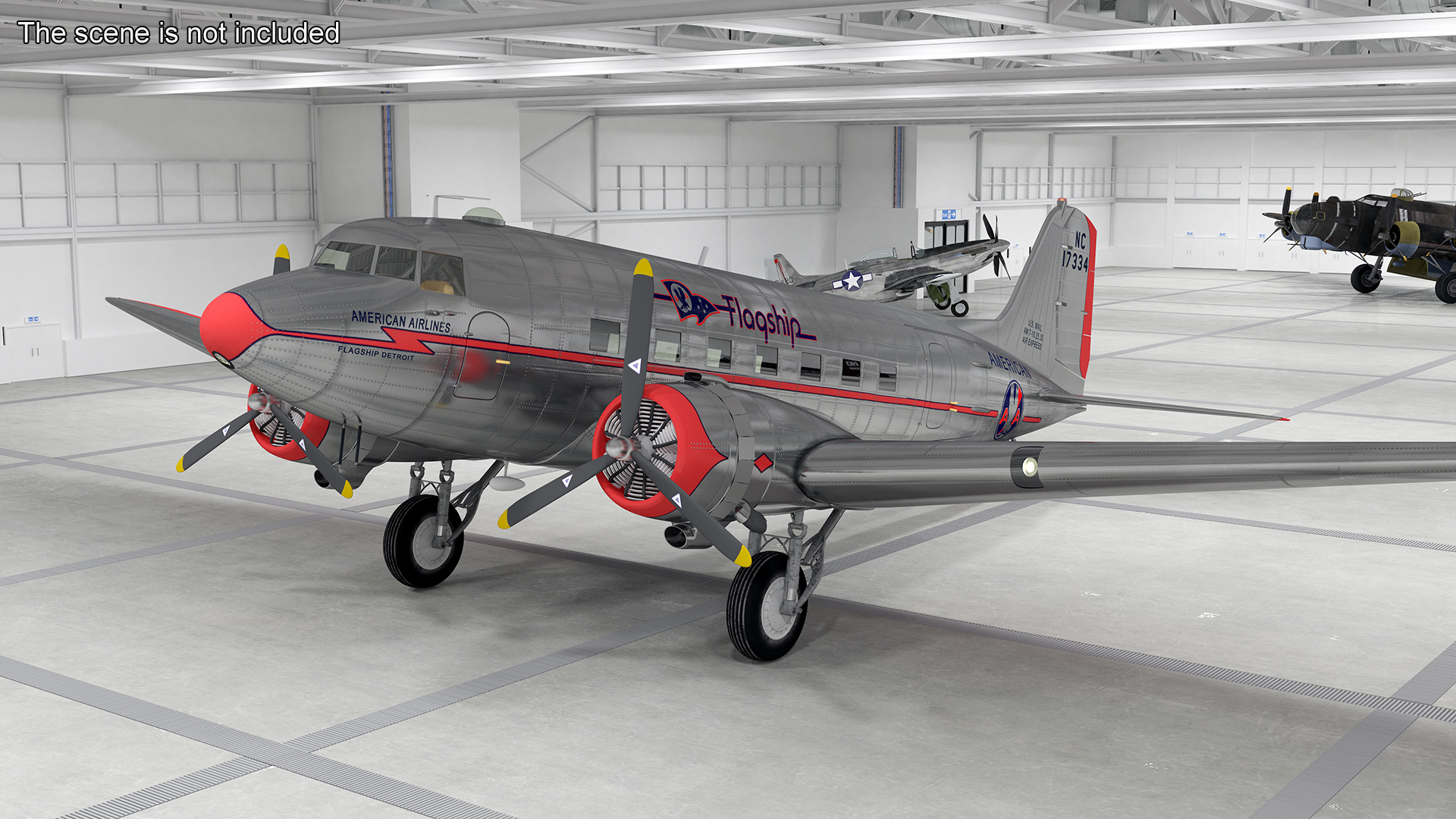 Vintage Propeller Aircraft Douglas DC-3 3D model