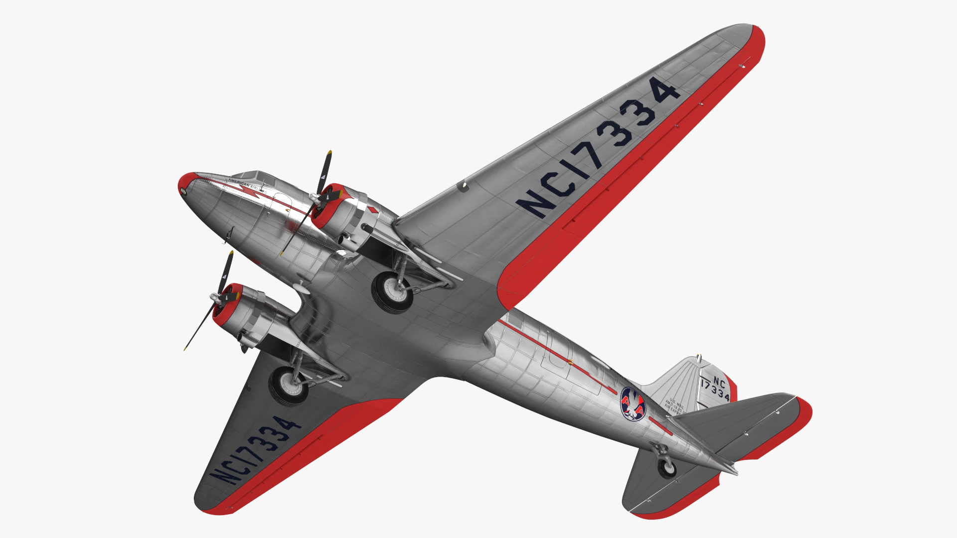 Vintage Propeller Aircraft Douglas DC-3 3D model