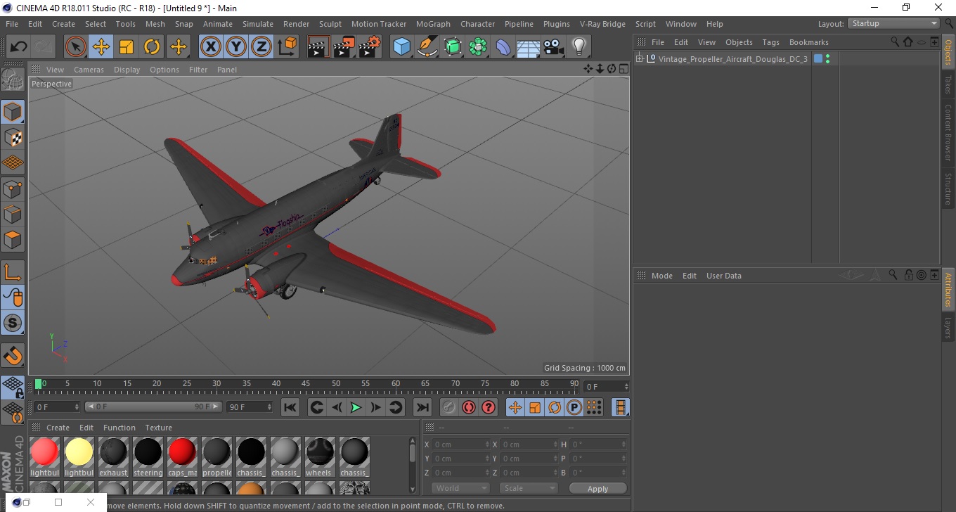 Vintage Propeller Aircraft Douglas DC-3 3D model