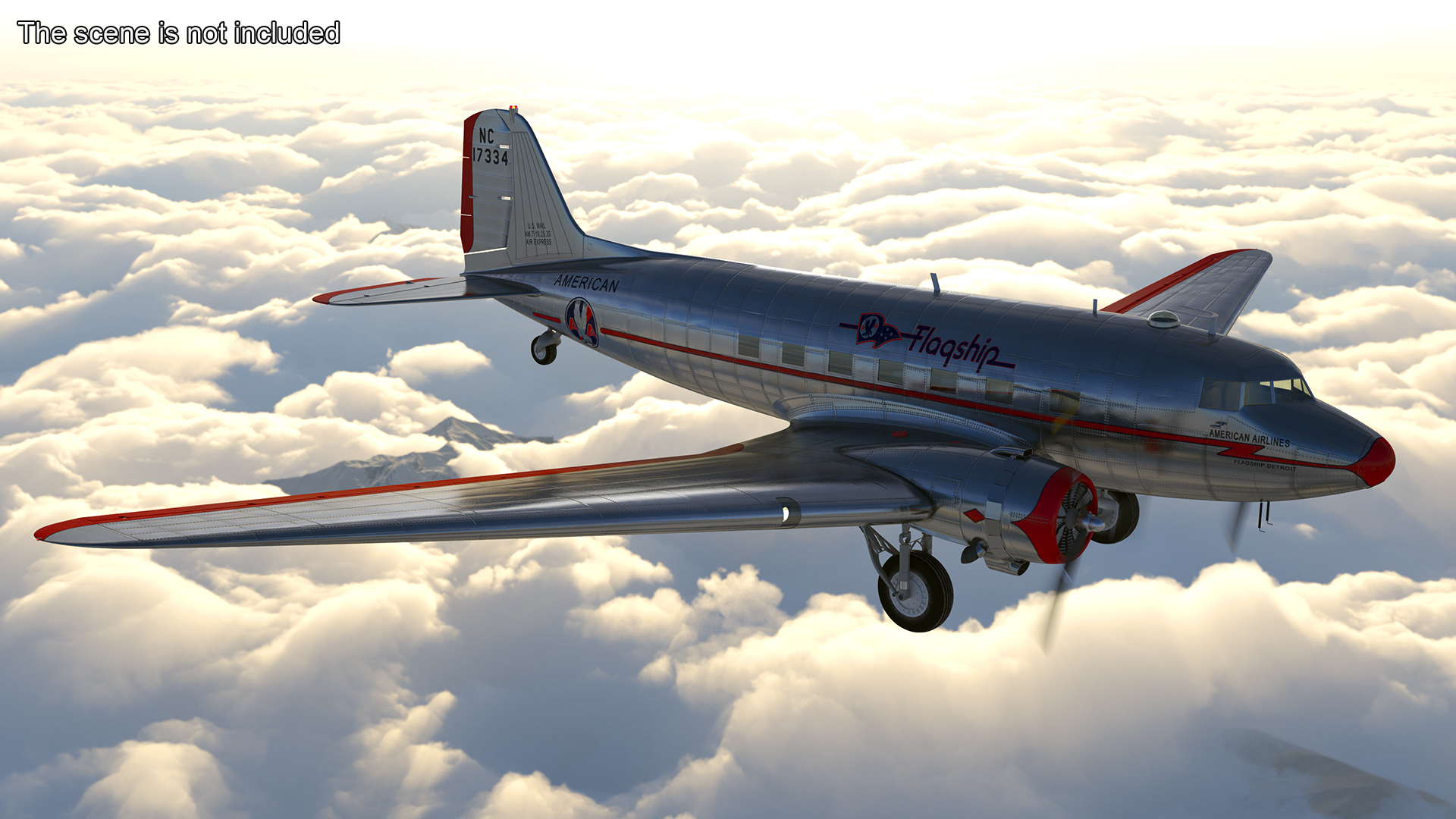 Vintage Propeller Aircraft Douglas DC-3 3D model