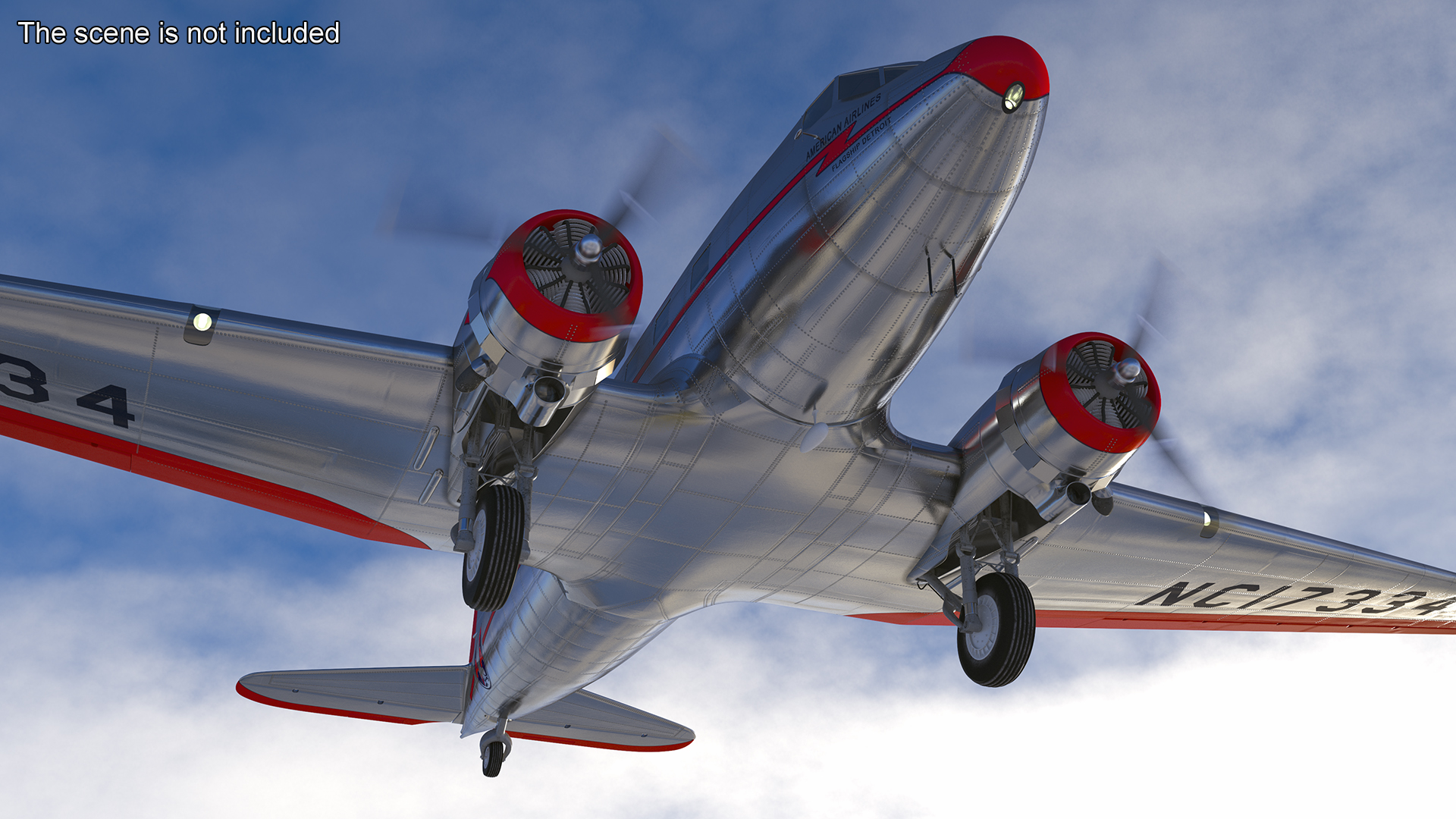 Vintage Propeller Aircraft Douglas DC-3 3D model