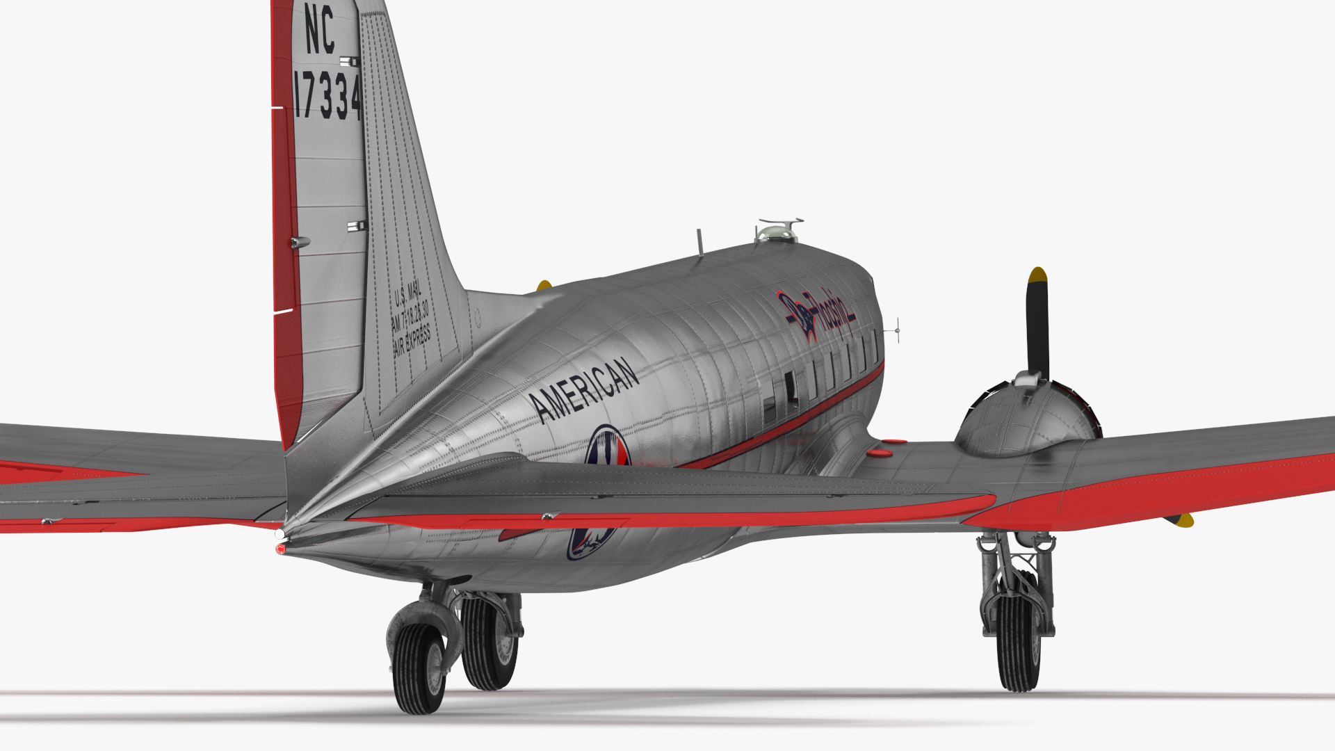 Vintage Propeller Aircraft Douglas DC-3 3D model
