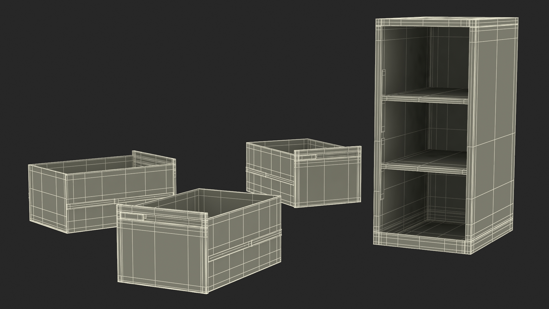 3D Filing Cabinet 3 Drawer Grey model