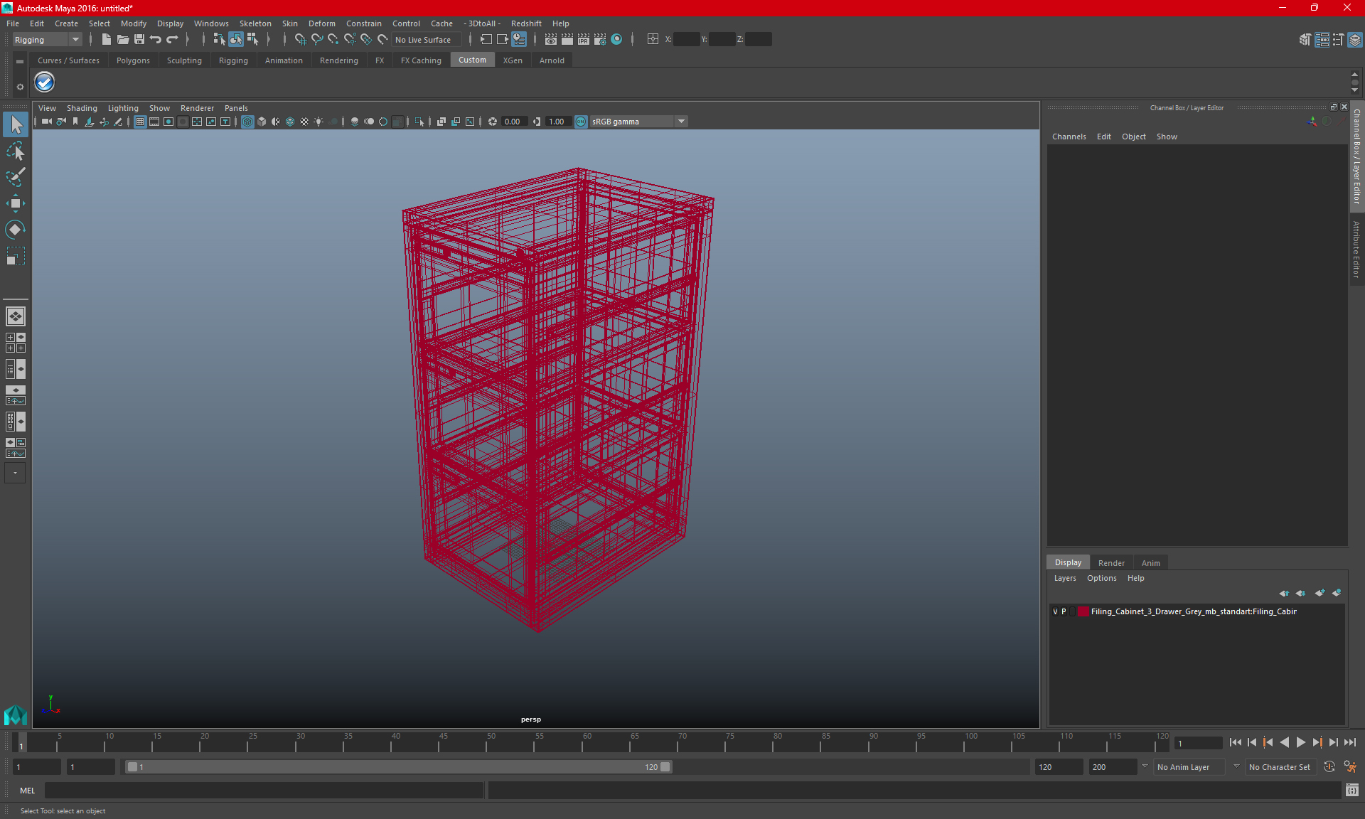 3D Filing Cabinet 3 Drawer Grey model