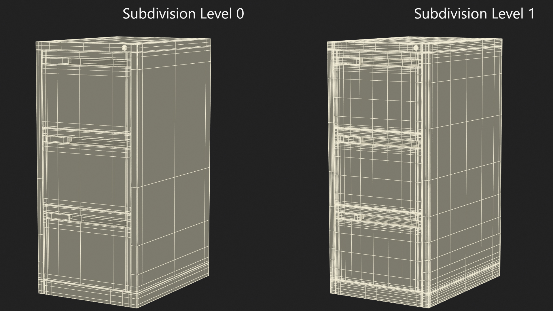 3D Filing Cabinet 3 Drawer Grey model